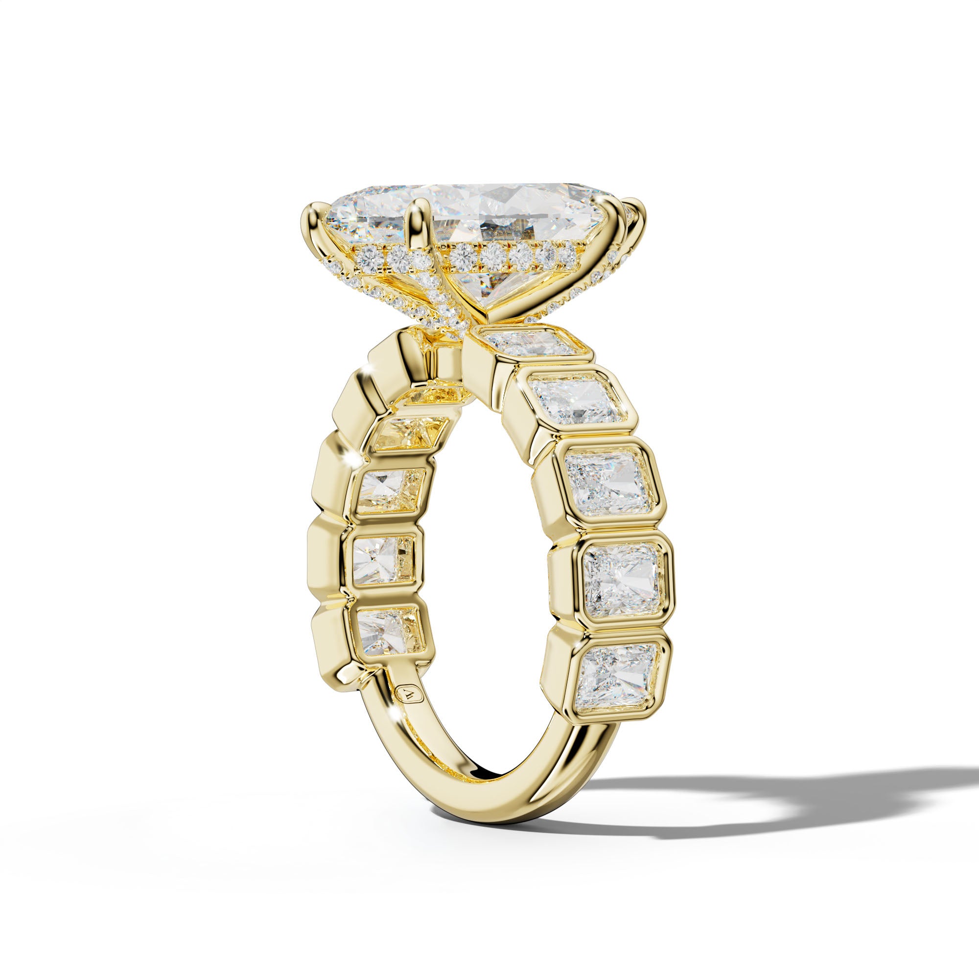 Jaslyn Marquise Diamond Engagement Ring With Radiant Side Stones