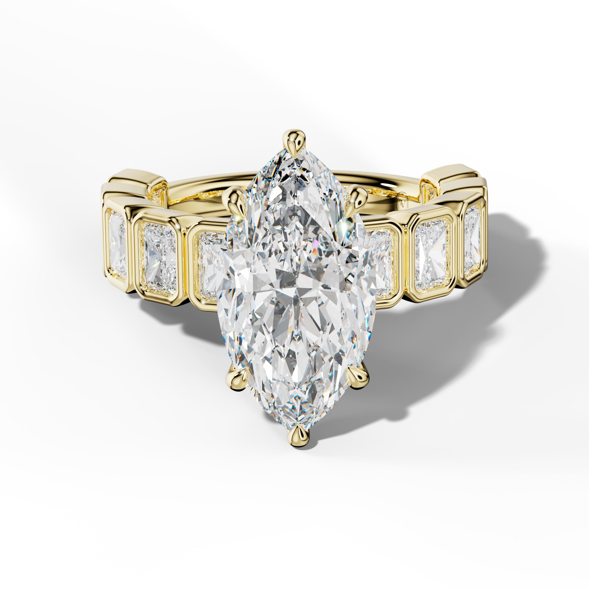 Jaslyn Marquise Diamond Engagement Ring With Radiant Side Stones