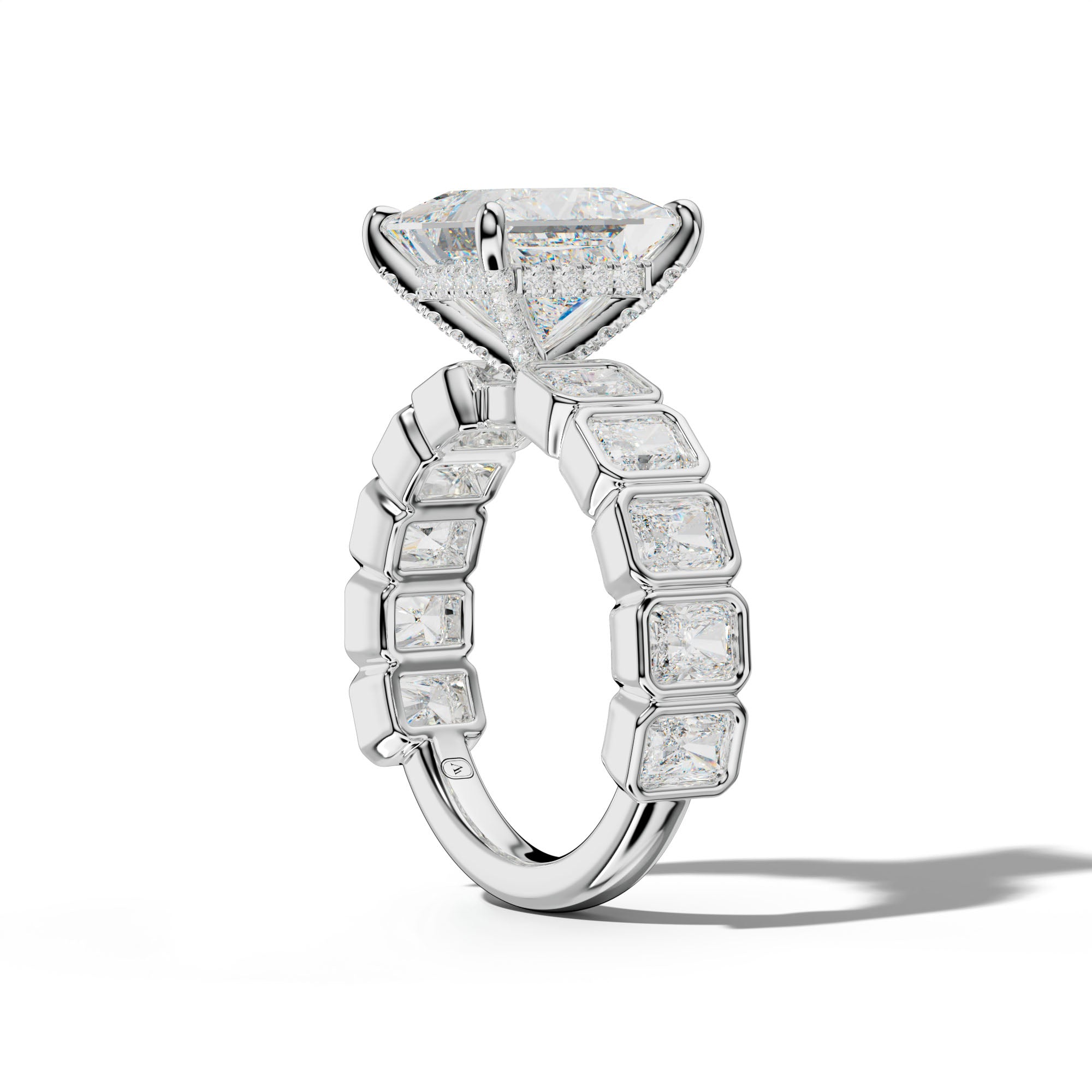 Jaslyn Princess Cut Engagement Ring With Radiant Side Stones