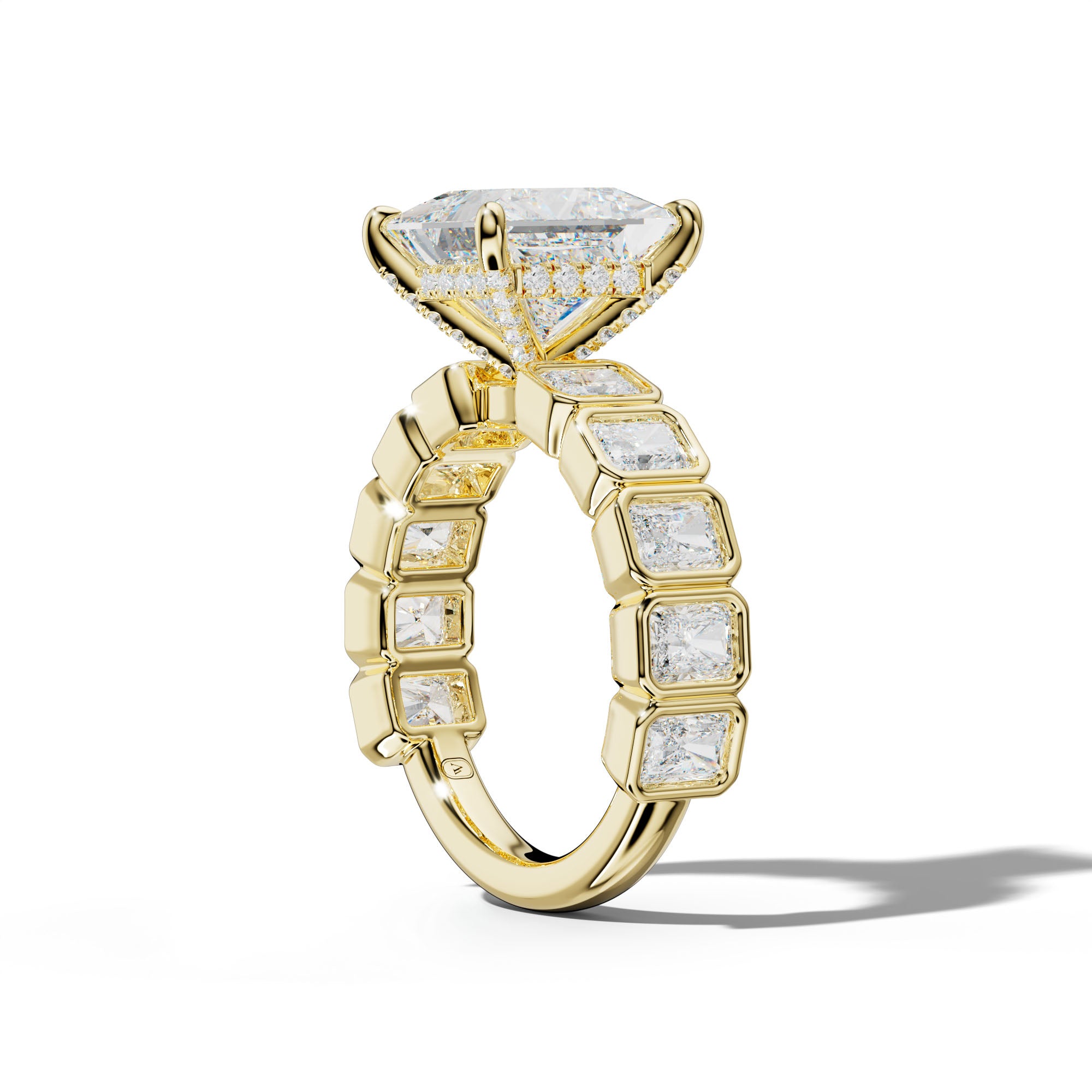 Jaslyn Princess Cut Engagement Ring With Radiant Side Stones