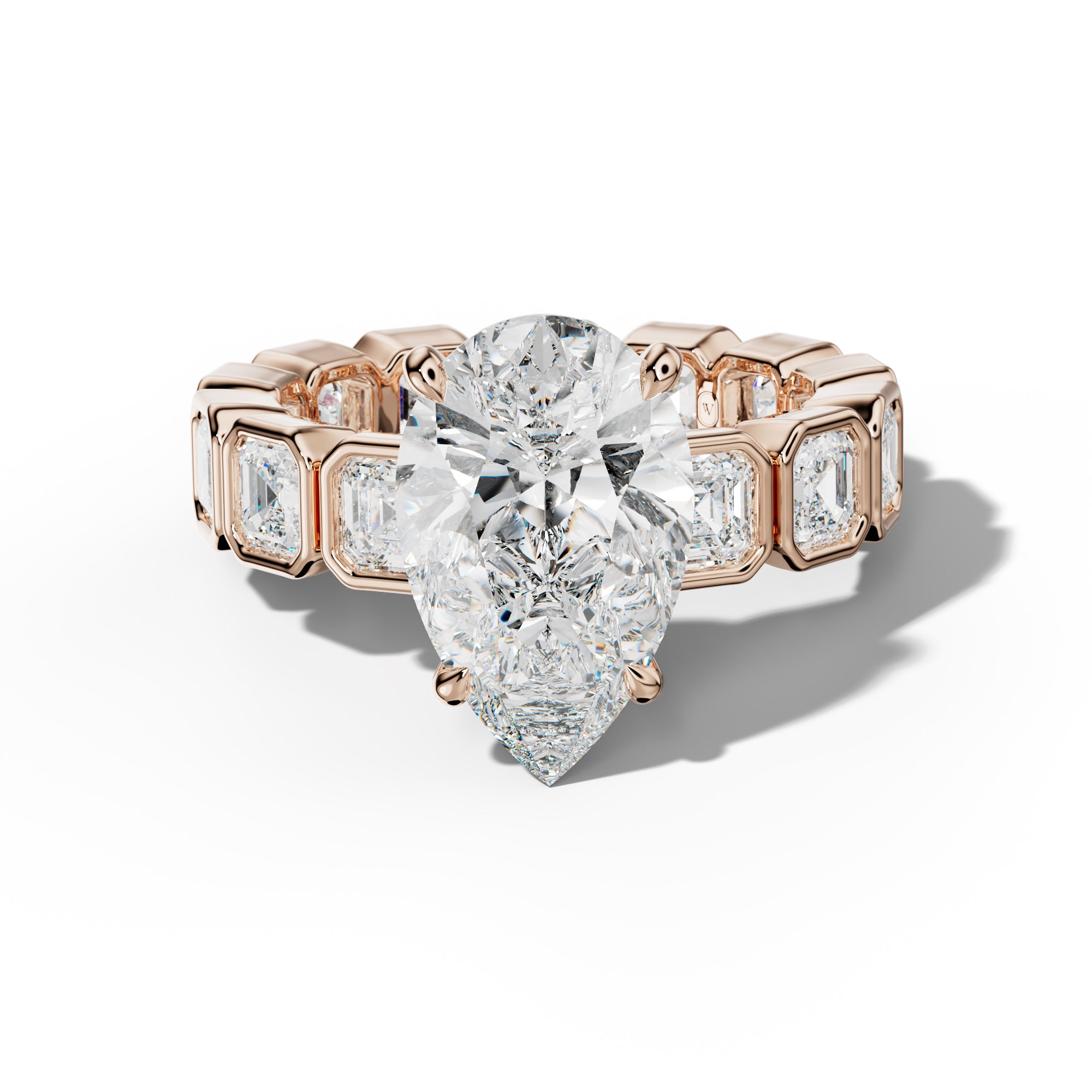 Nyla Pear Shape Engagement Ring With Asscher Side Stones