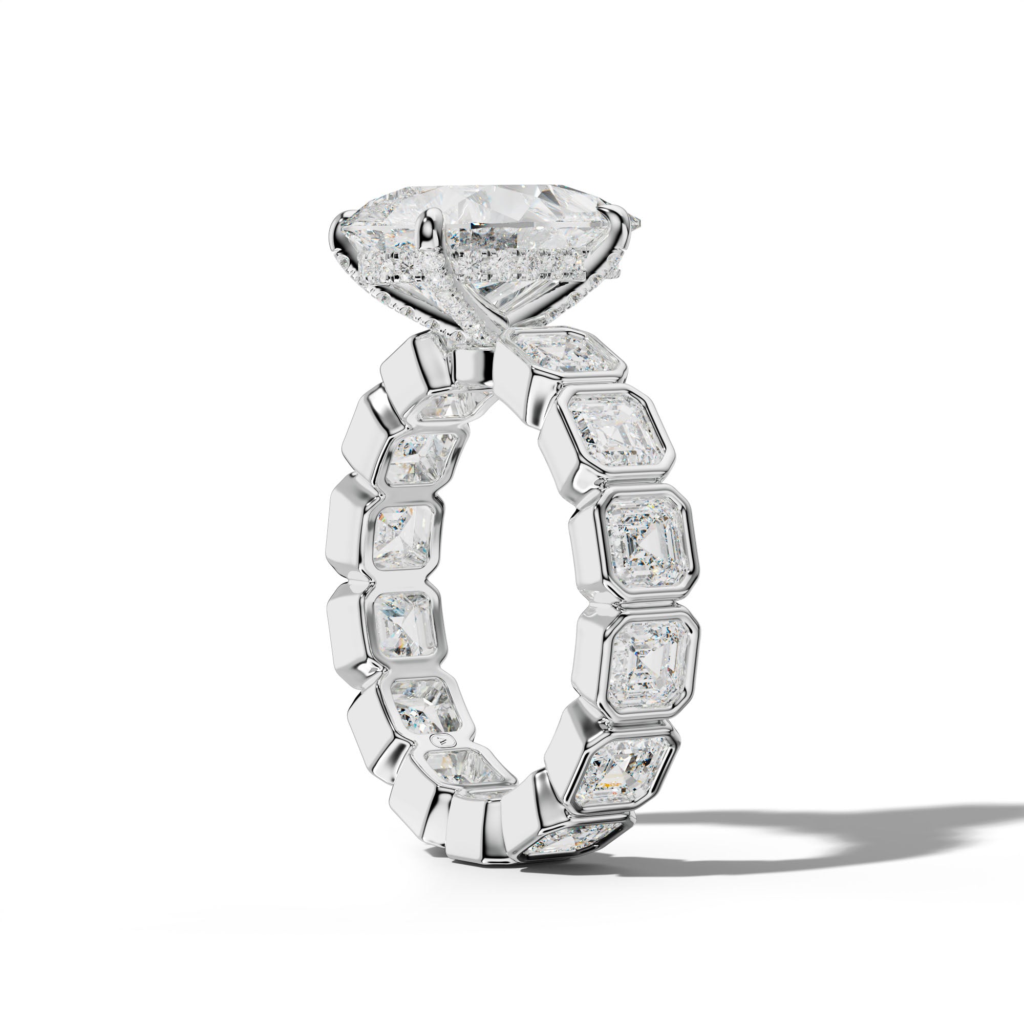 Nyla Pear Shape Engagement Ring With Asscher Side Stones