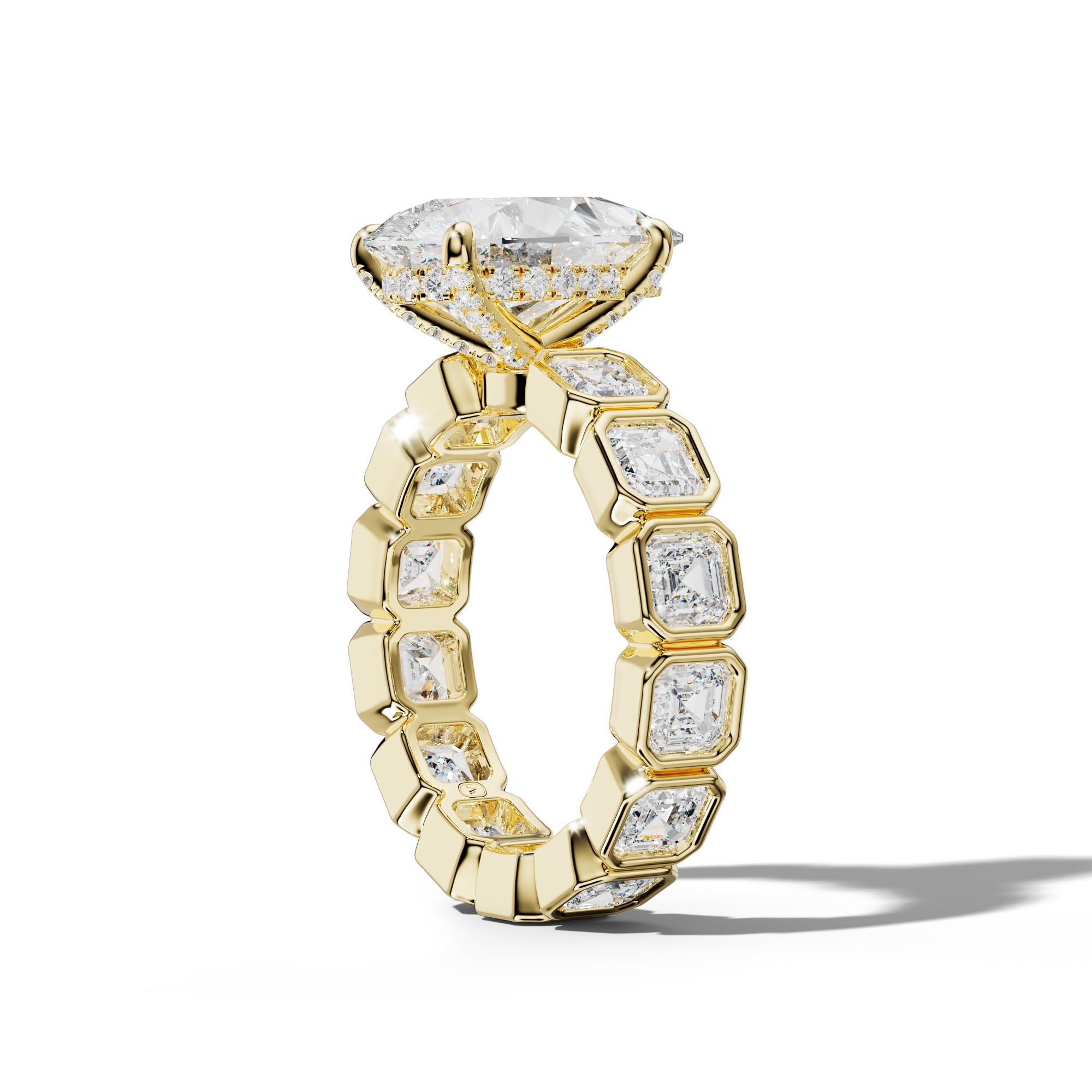 Nyla Pear Shape Engagement Ring With Asscher Side Stones