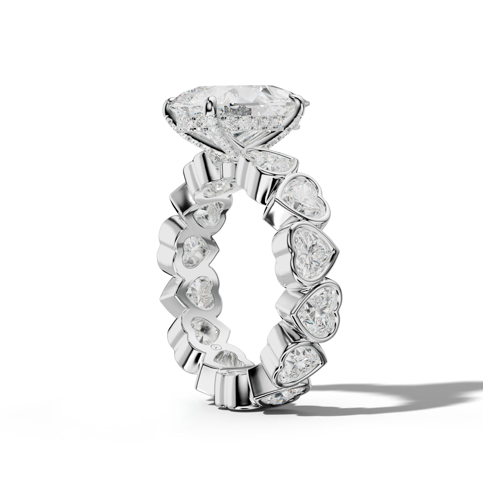 Stevie Pear Shape Engagement Ring With Heart Side Stones
