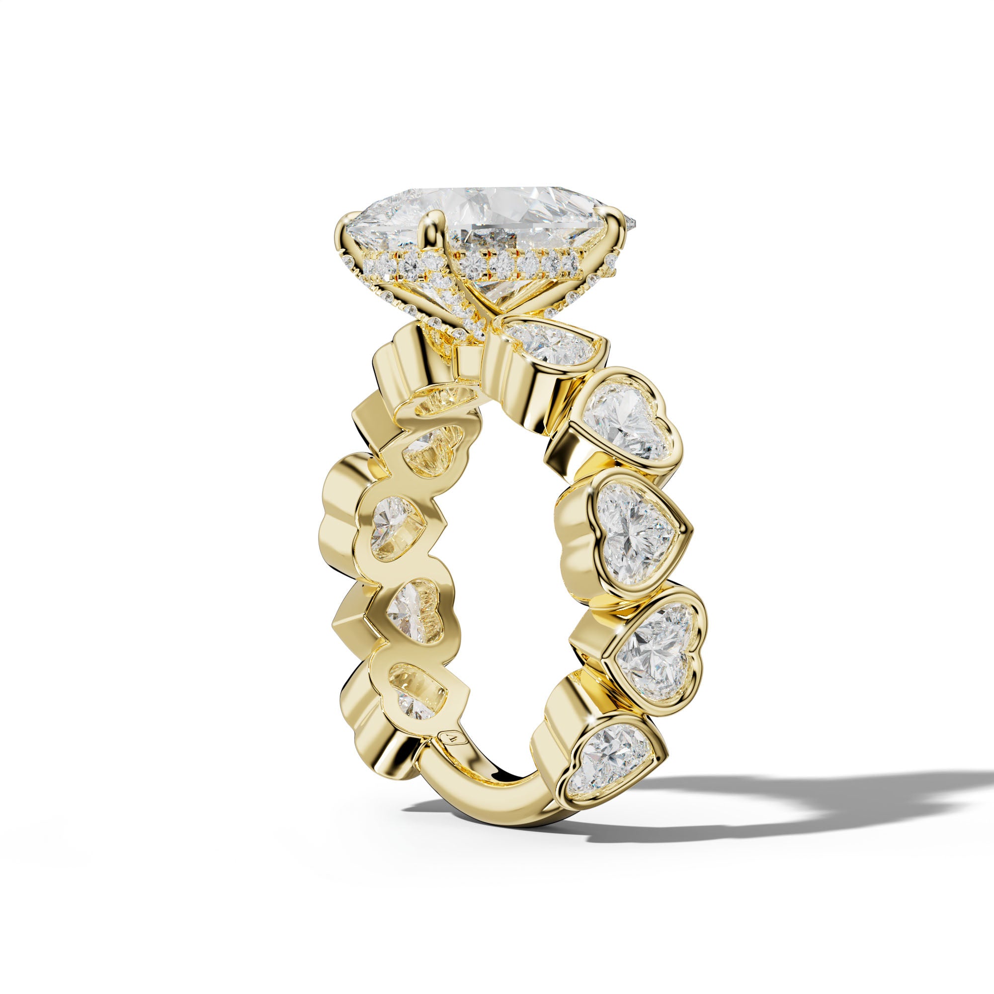 Antonella Pear Shape Engagement Ring With Heart Side Stones