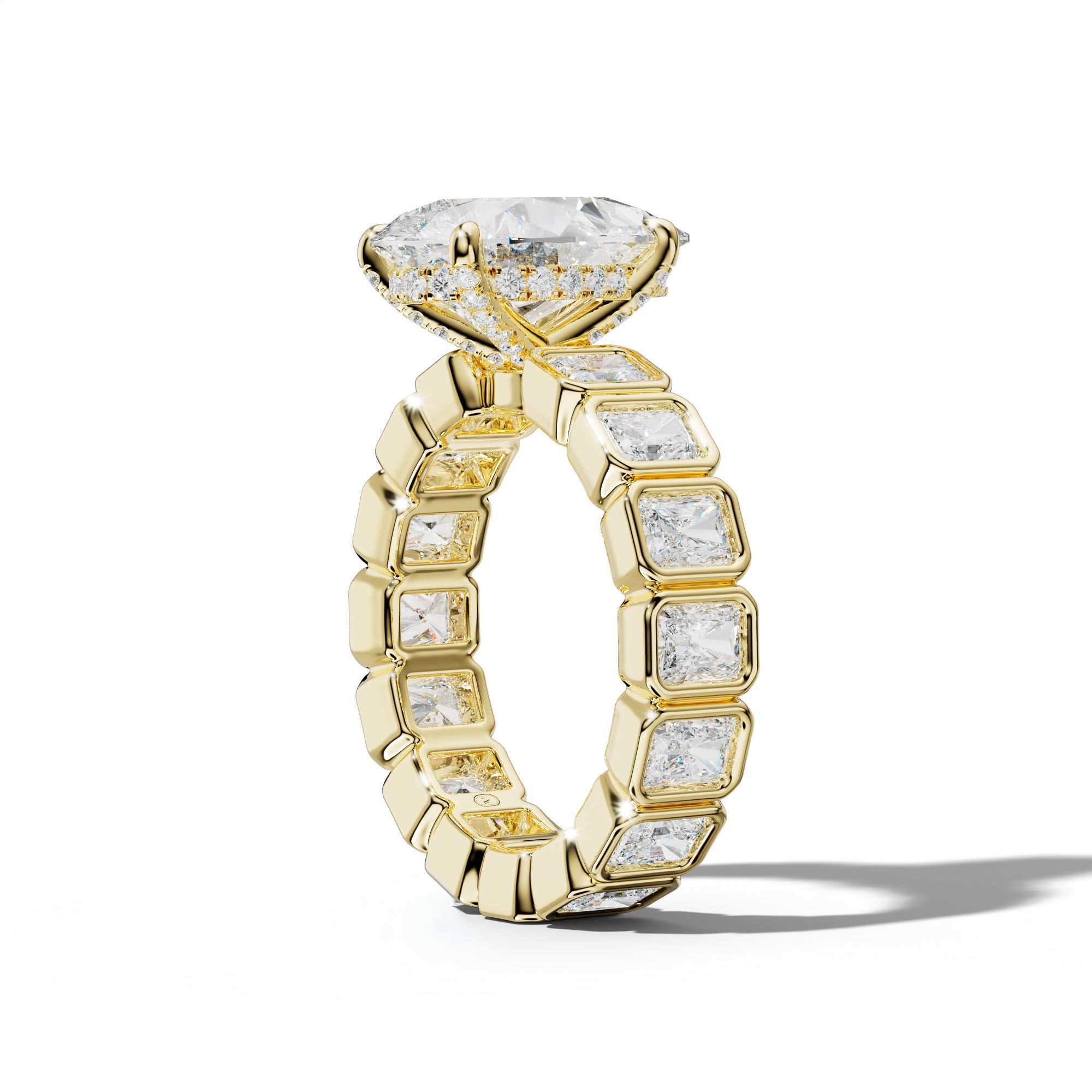 Amirah Pear Shape Engagement Ring With Radiant Side Stones