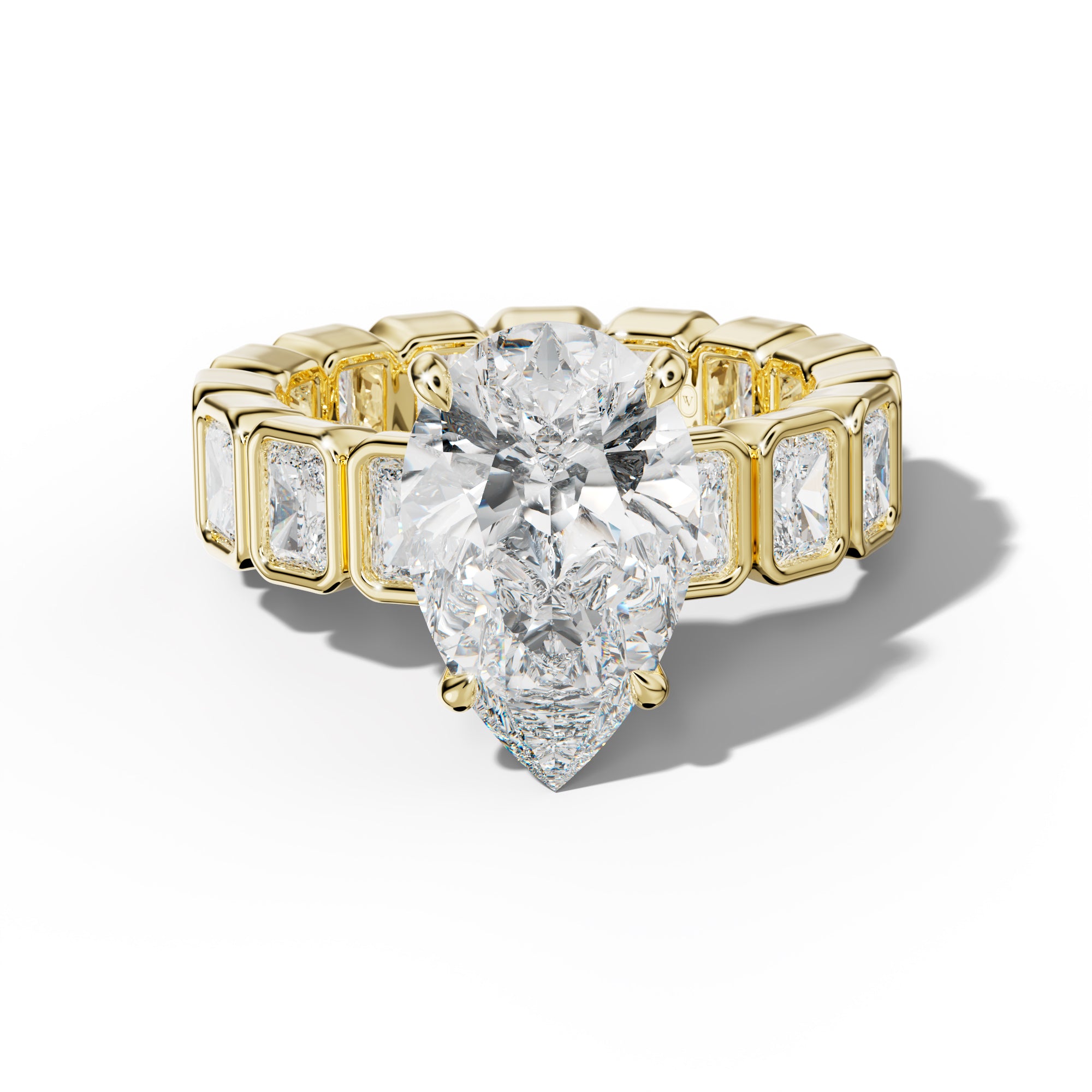 Amirah Pear Shape Engagement Ring With Radiant Side Stones