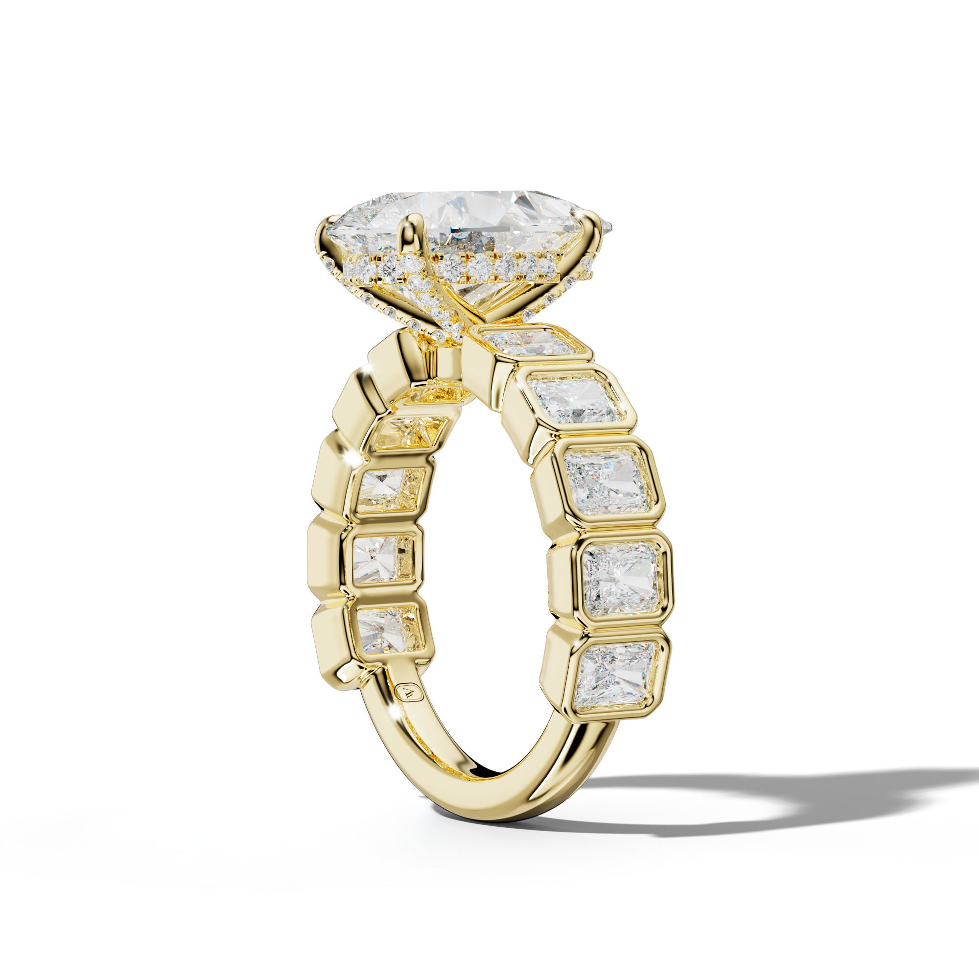 Jaslyn Pear Shape Engagement Ring With Radiant Side Stones