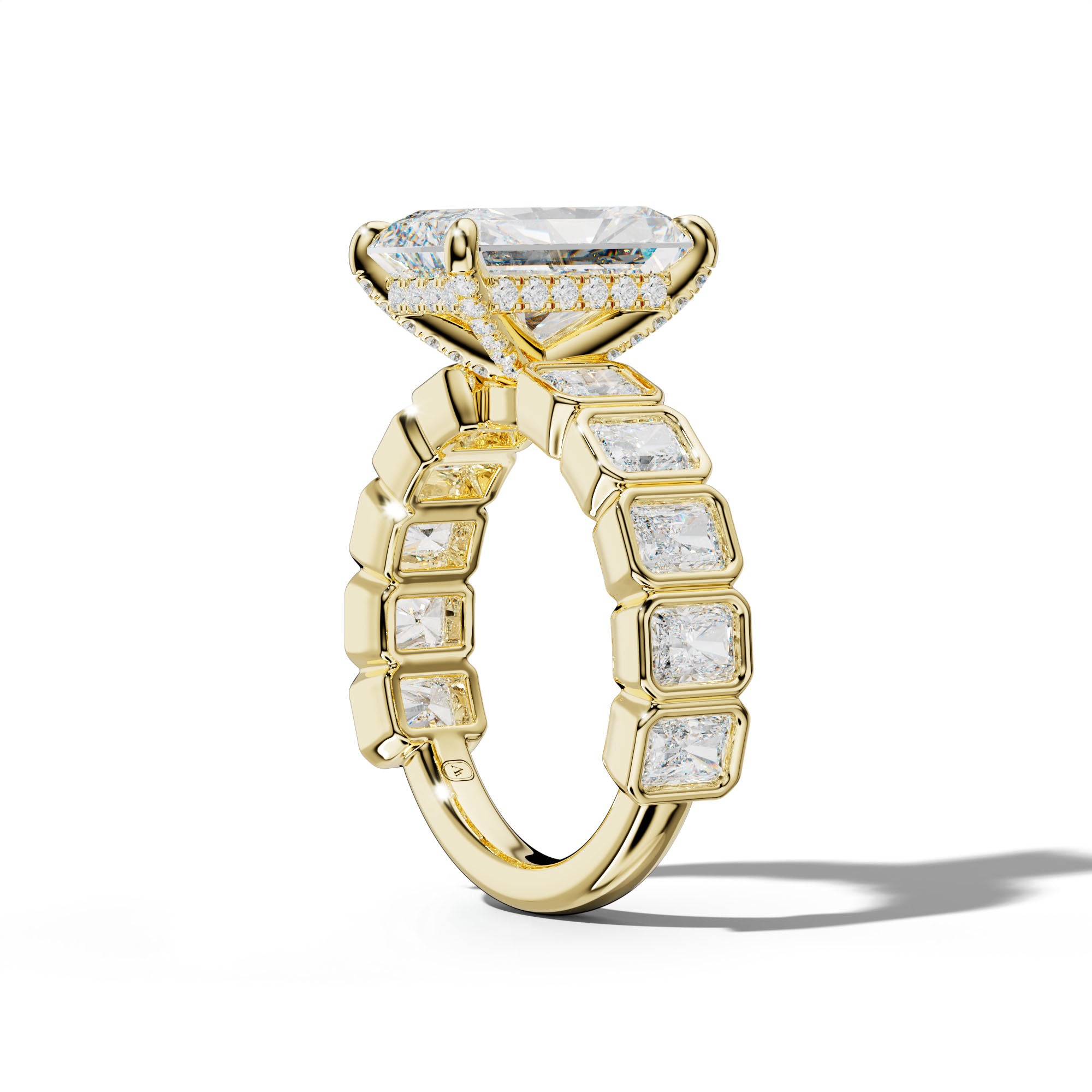 Jaslyn Radiant Diamond Engagement Ring With Radiant Side Stones
