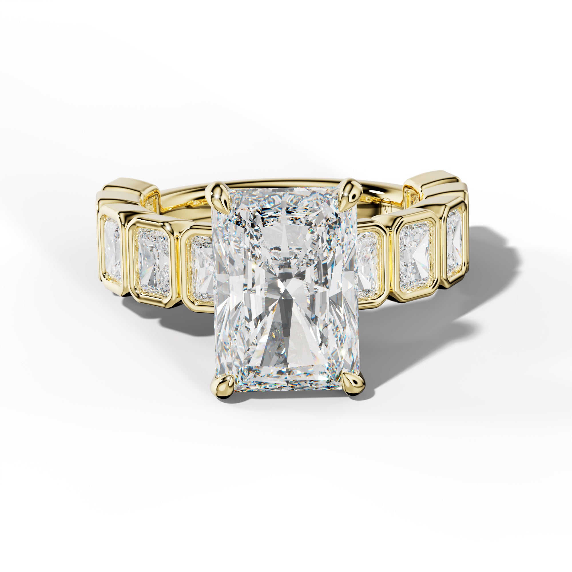 Jaslyn Radiant Diamond Engagement Ring With Radiant Side Stones