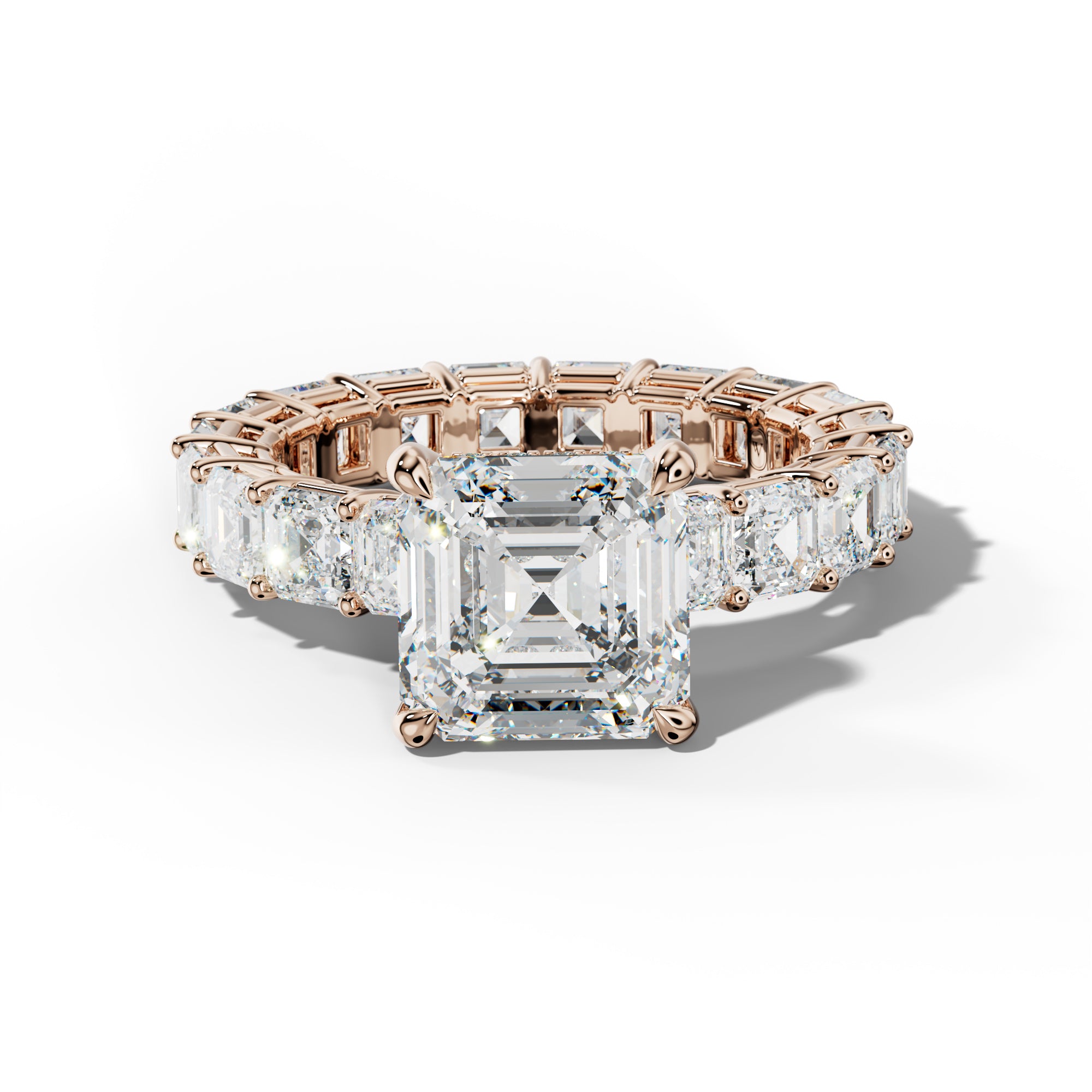 Amanda Asscher Diamond Engagement Ring With Asscher Side Stones