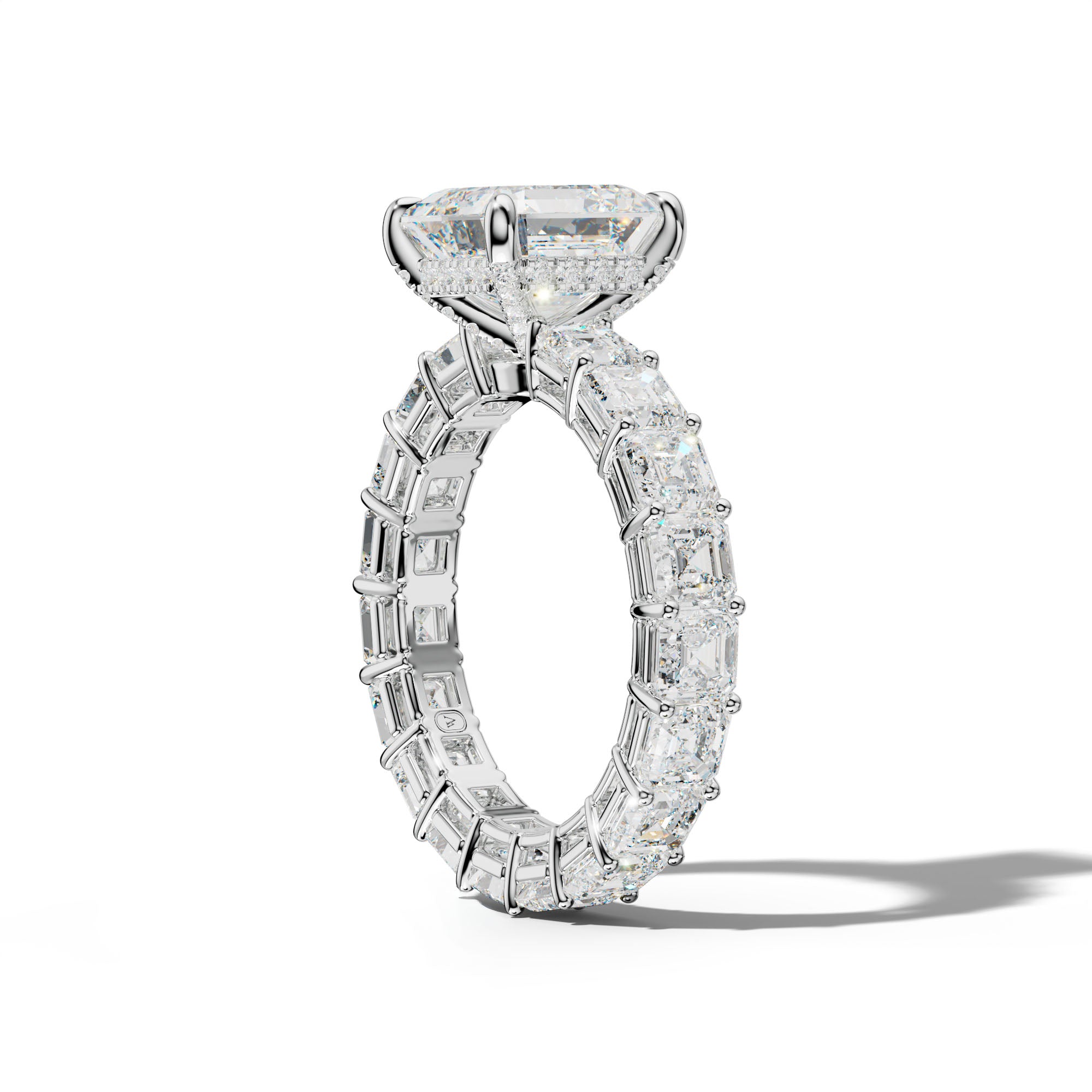 Amanda Asscher Diamond Engagement Ring With Asscher Side Stones