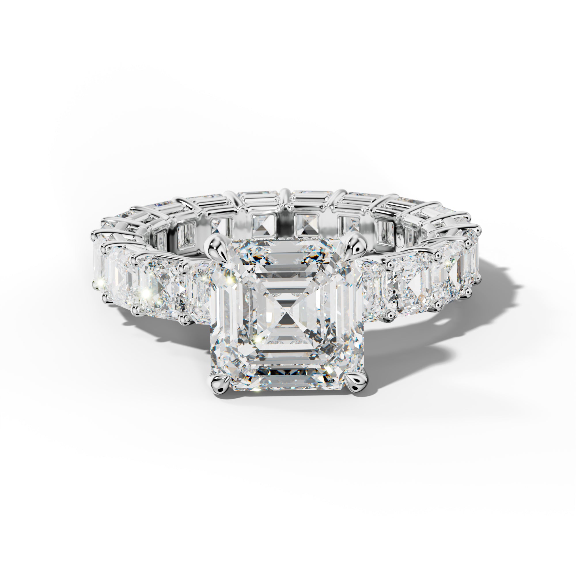 Amanda Asscher Diamond Engagement Ring With Asscher Side Stones