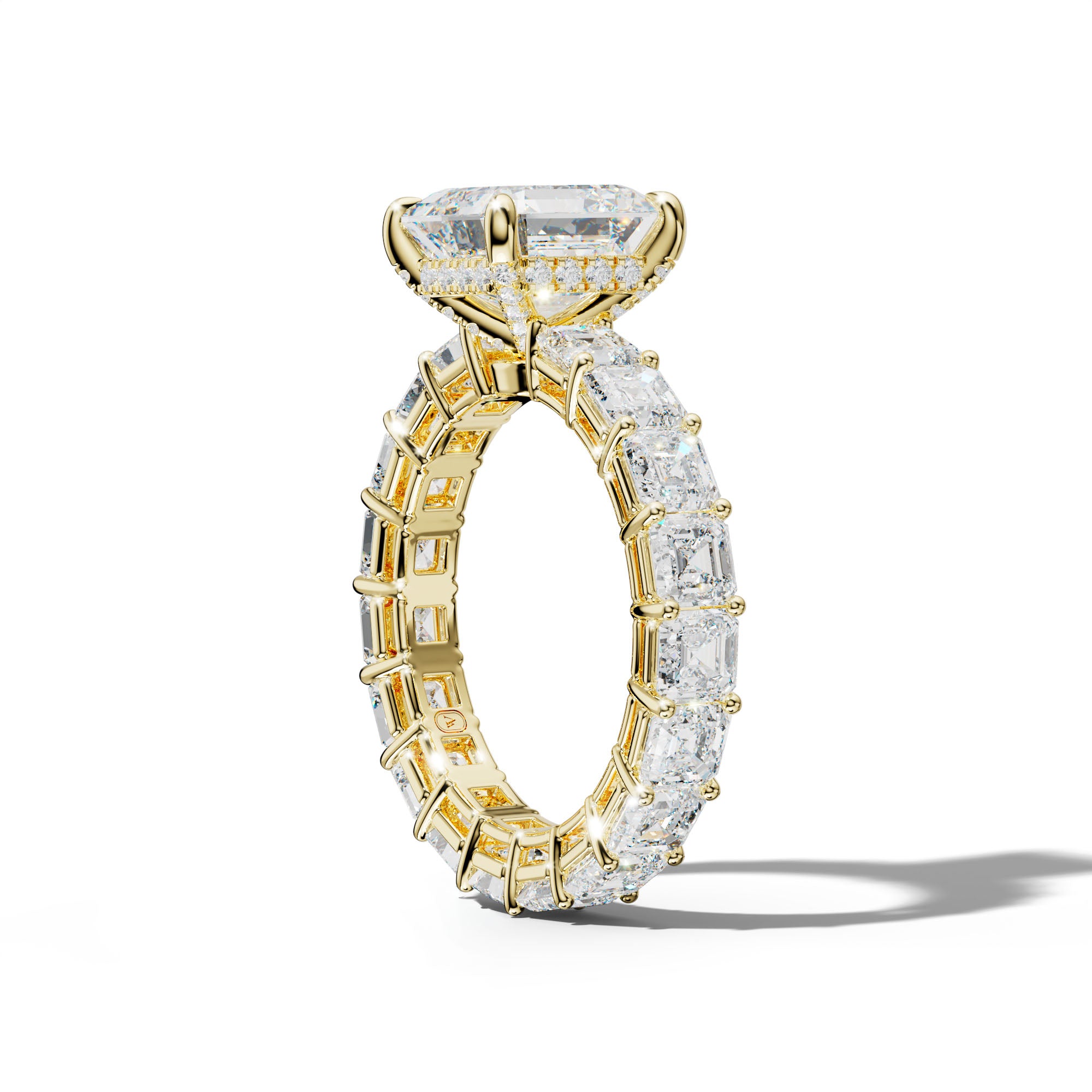 Amanda Asscher Diamond Engagement Ring With Asscher Side Stones