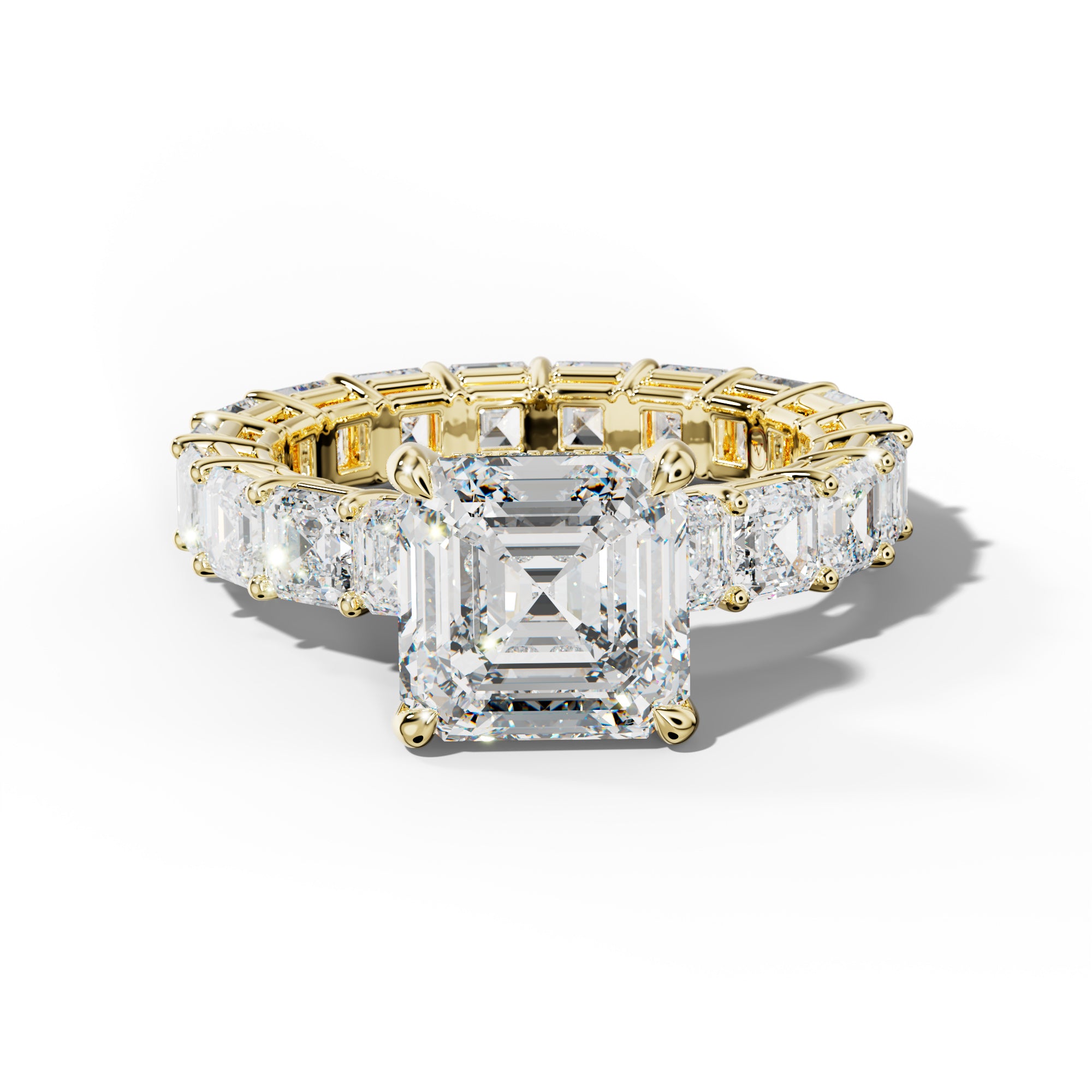 Amanda Asscher Diamond Engagement Ring With Asscher Side Stones