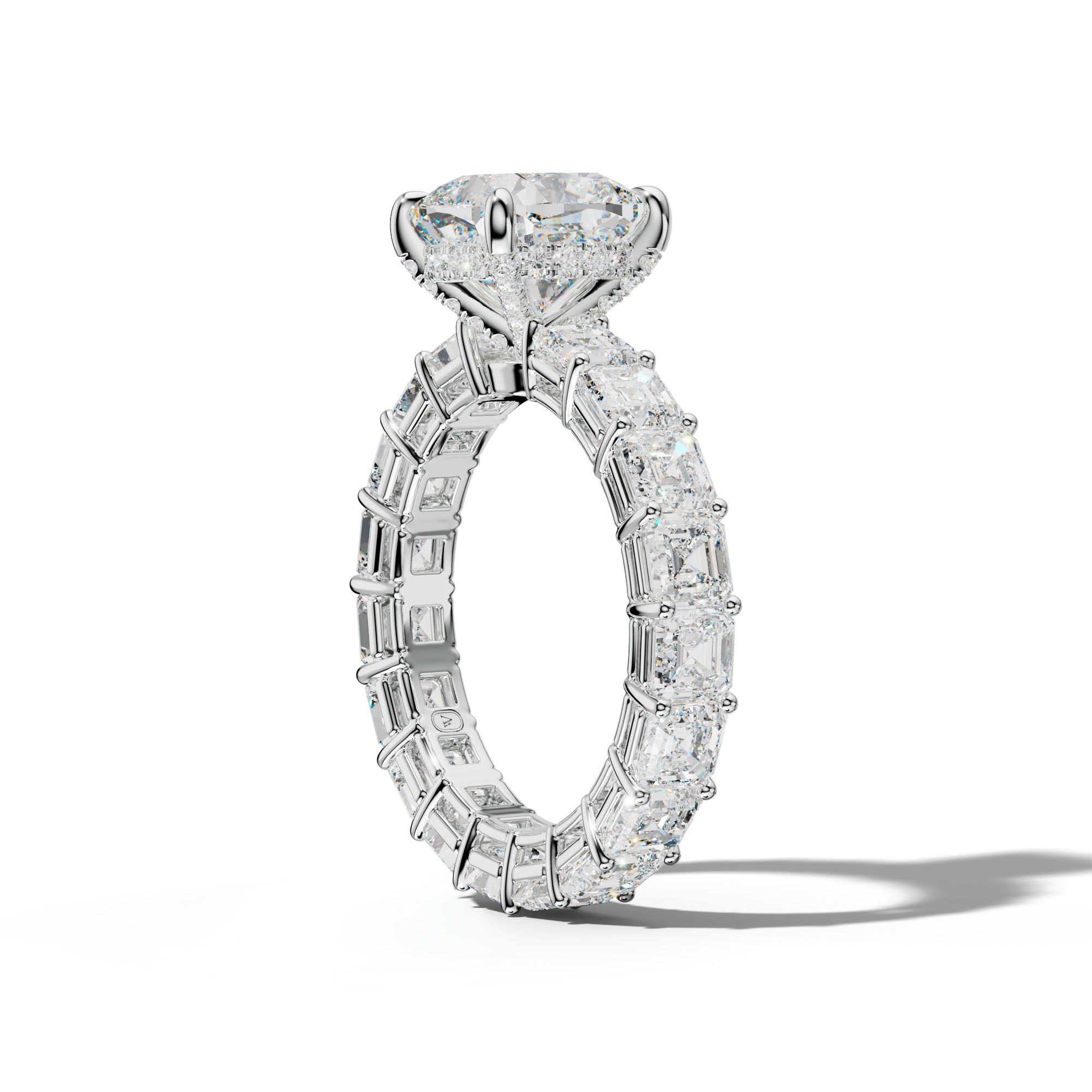 Amanda Cushion Diamond Engagement Ring With Asscher Side Stones