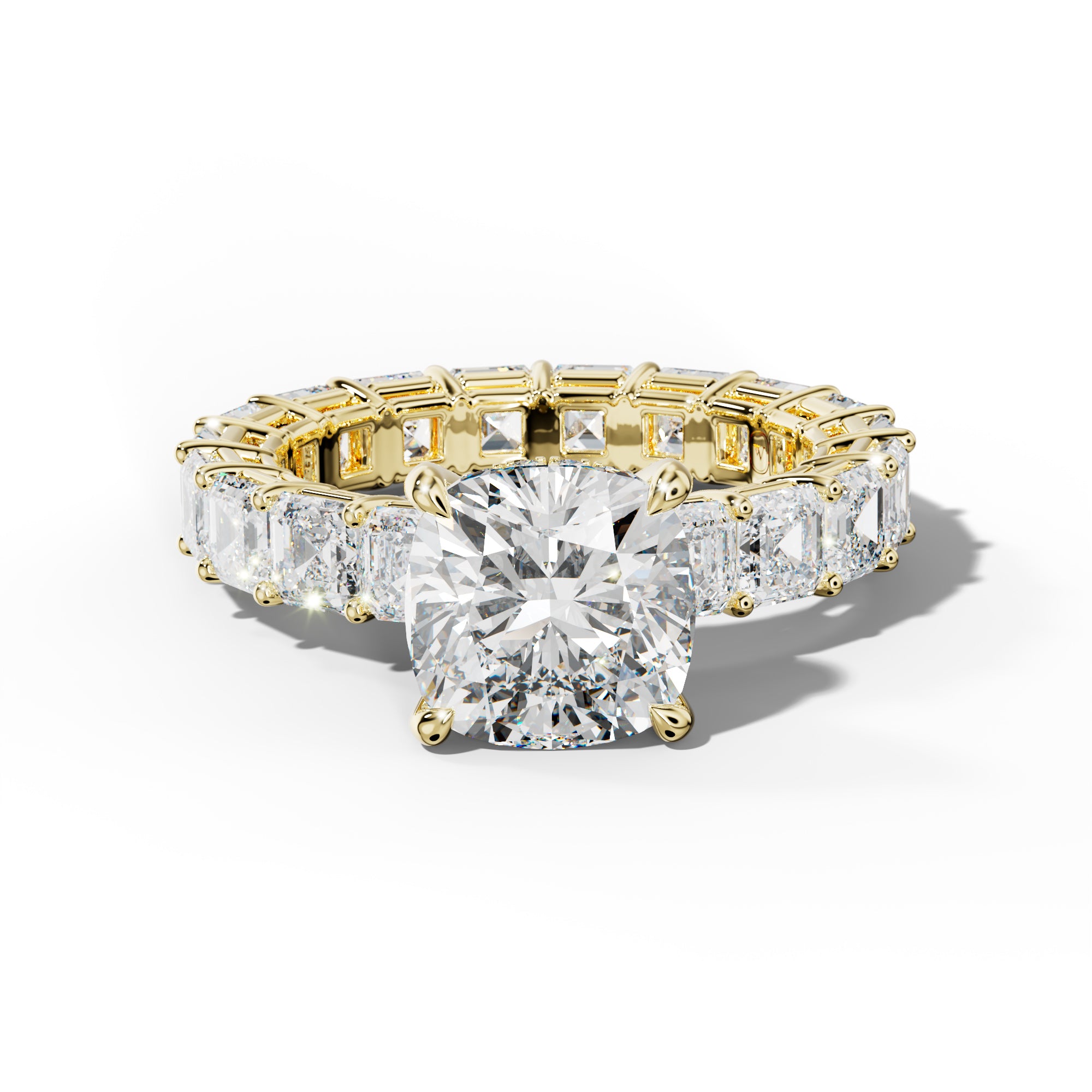 Amanda Cushion Diamond Engagement Ring With Asscher Side Stones