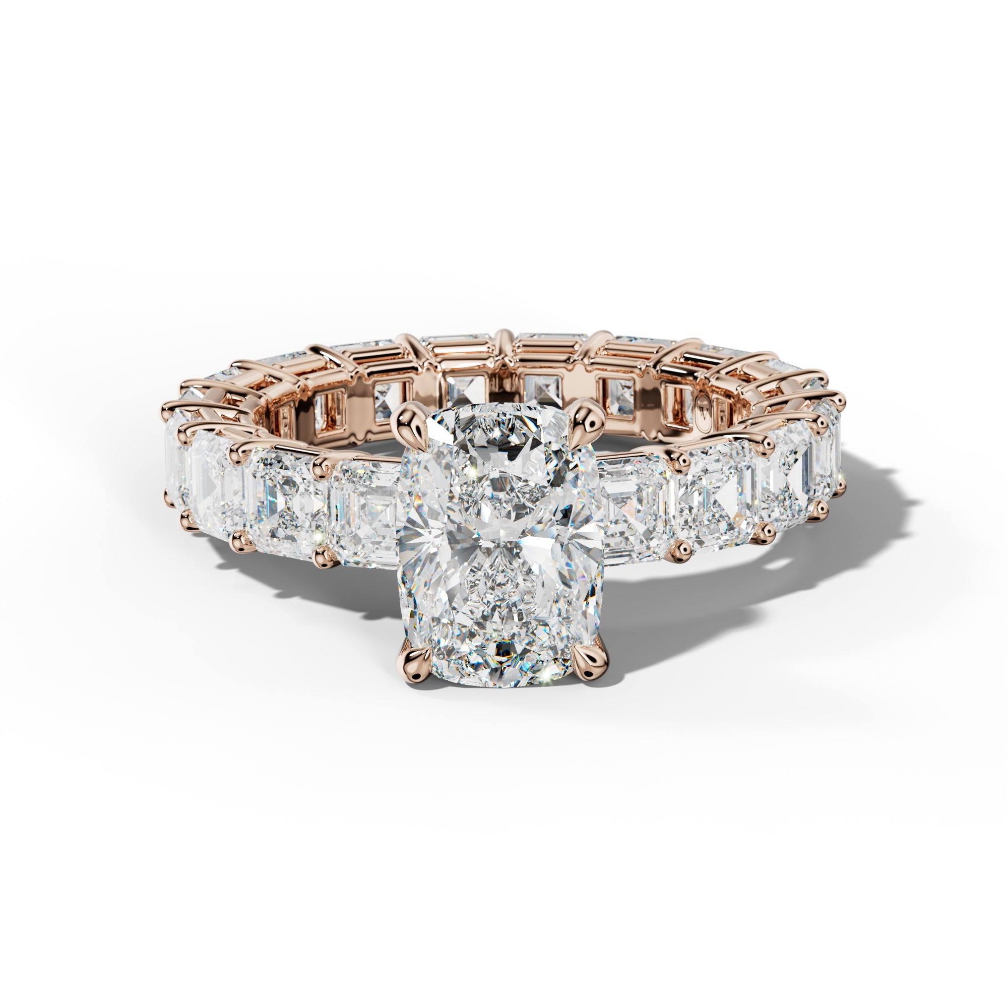 Amanda Elongated Cushion Diamond Engagement Ring With Asscher Side Stones