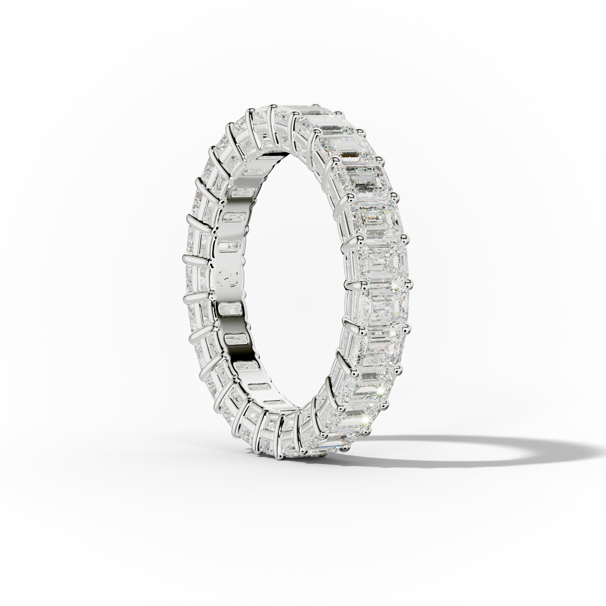 3.0 Carat Emerald Cut Diamond Eternity Band Shared Prong
