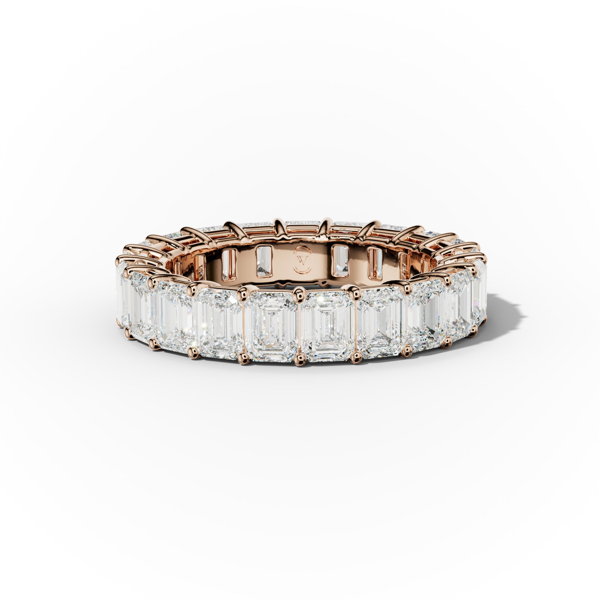 5.0 Carat Emerald Cut Diamond Eternity Band Shared Prong