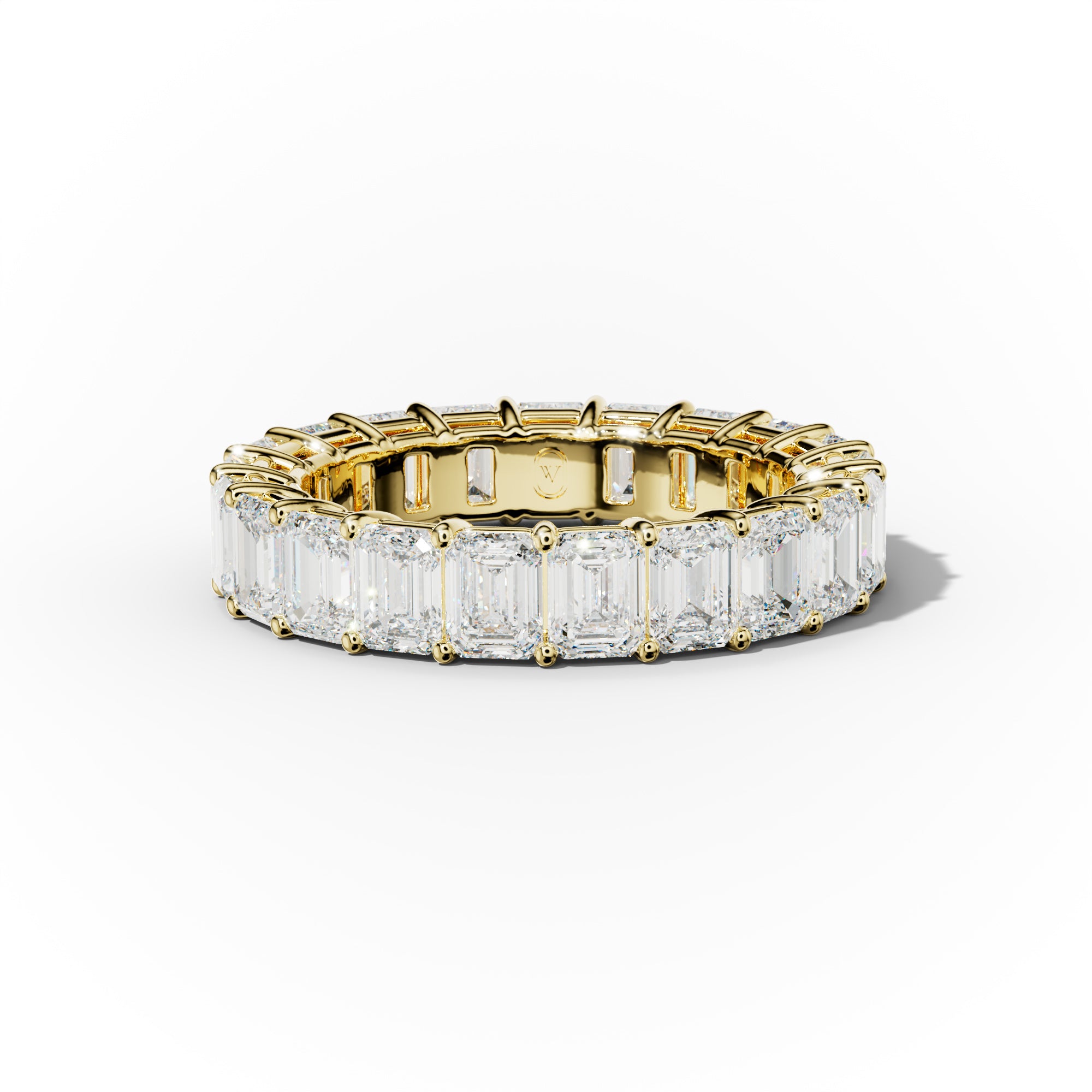 5.0 Carat Emerald Cut Diamond Eternity Band Shared Prong