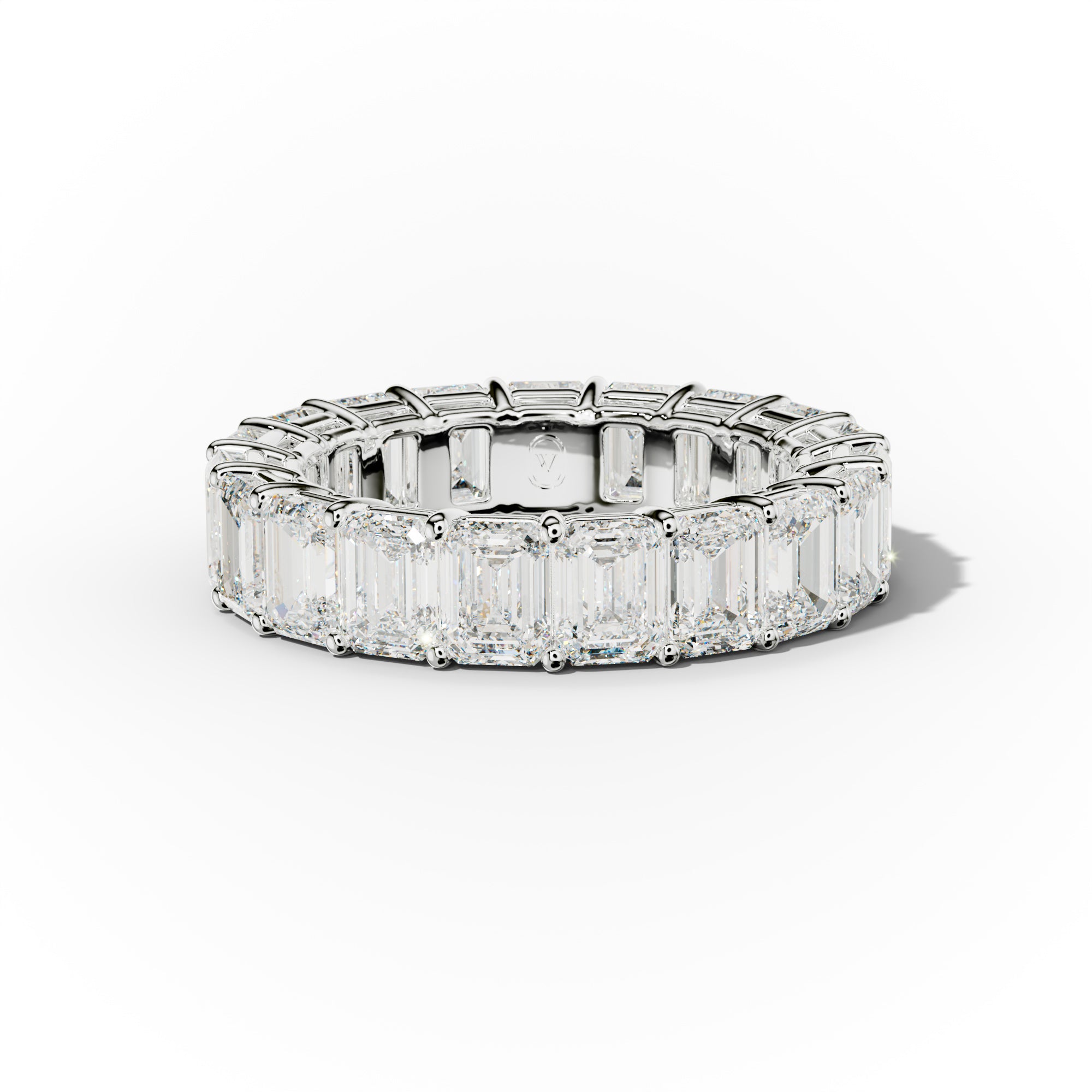 7.0 Carat Emerald Cut Diamond Eternity Band Shared Prong