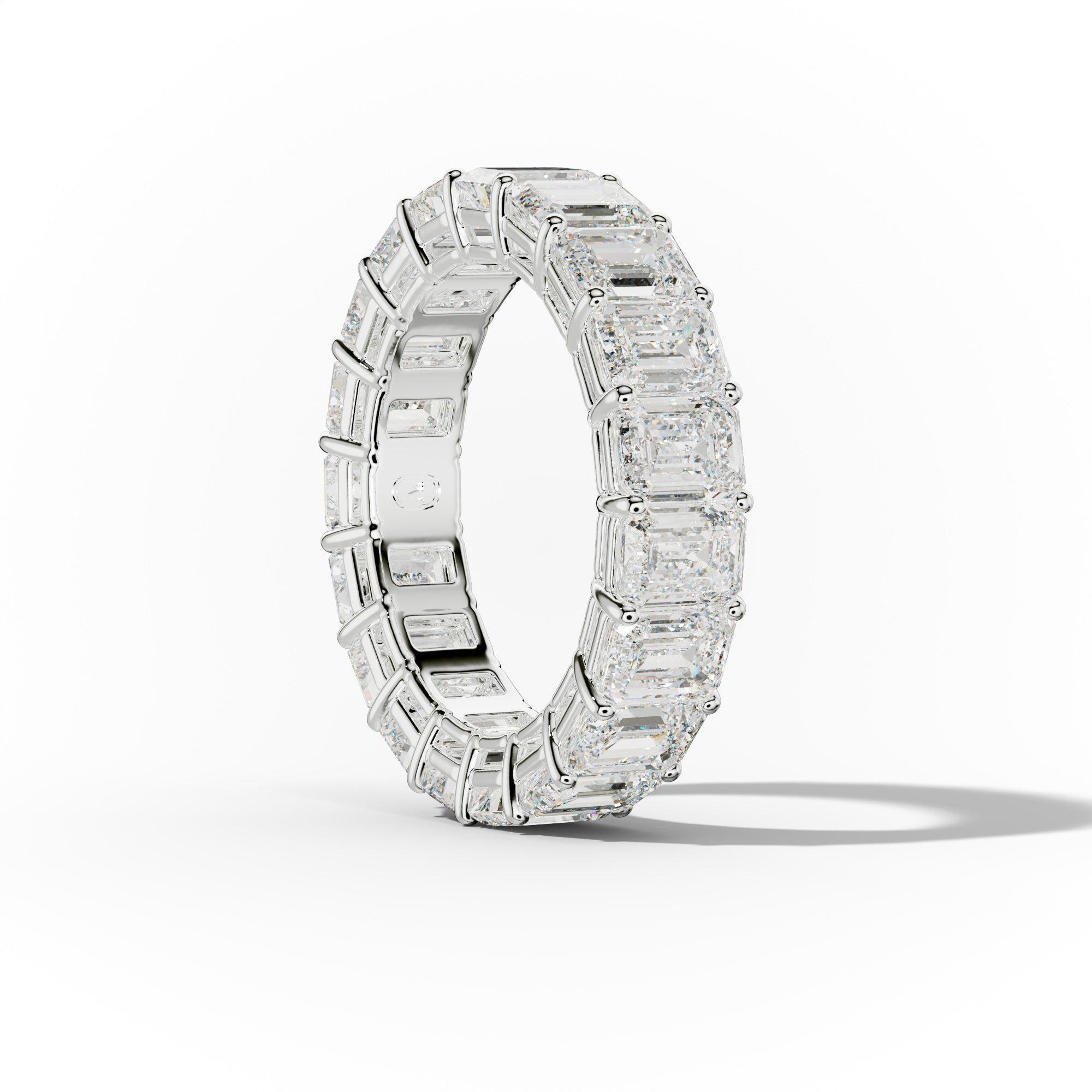 7.0 Carat Emerald Cut Diamond Eternity Band Shared Prong