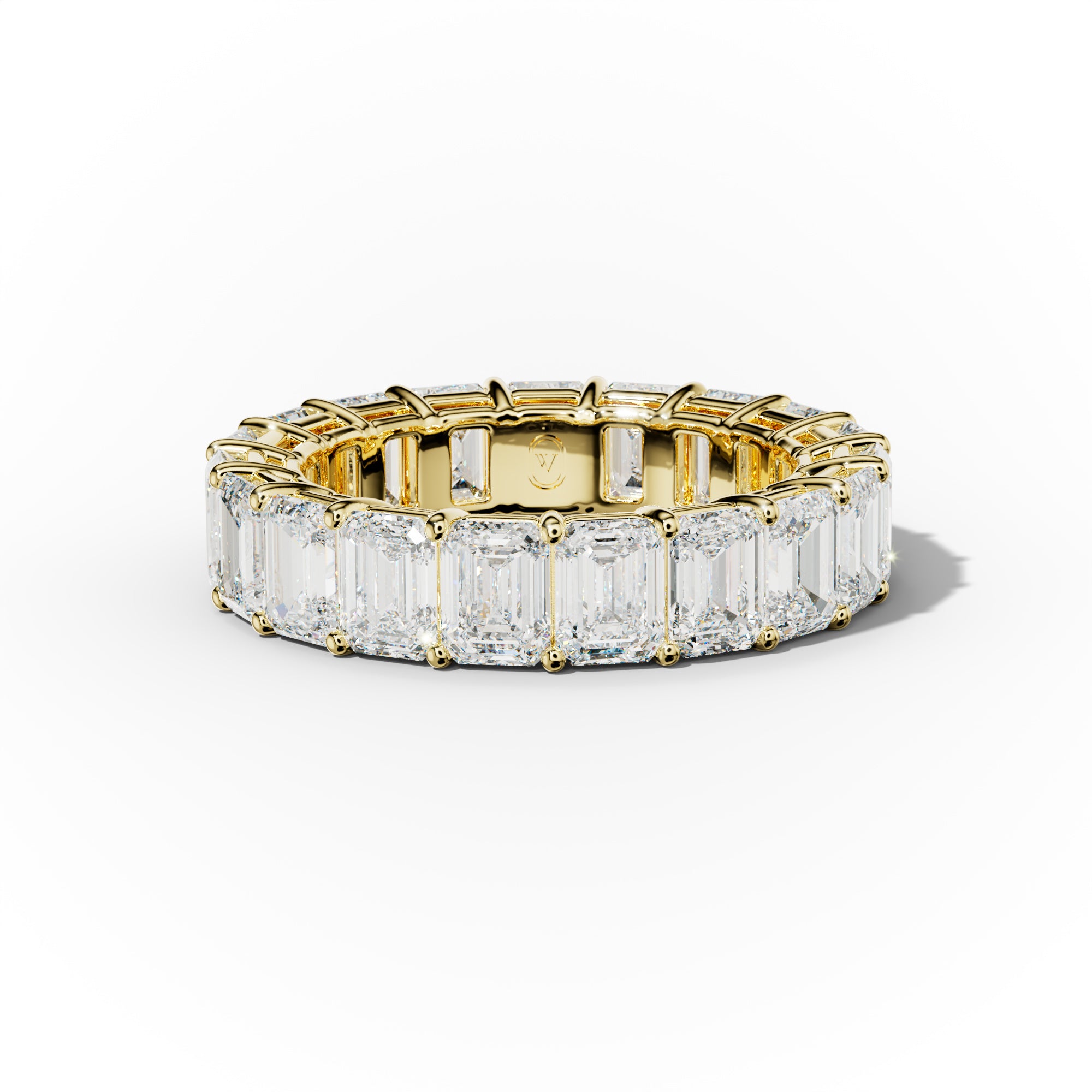 7.0 Carat Emerald Cut Diamond Eternity Band Shared Prong
