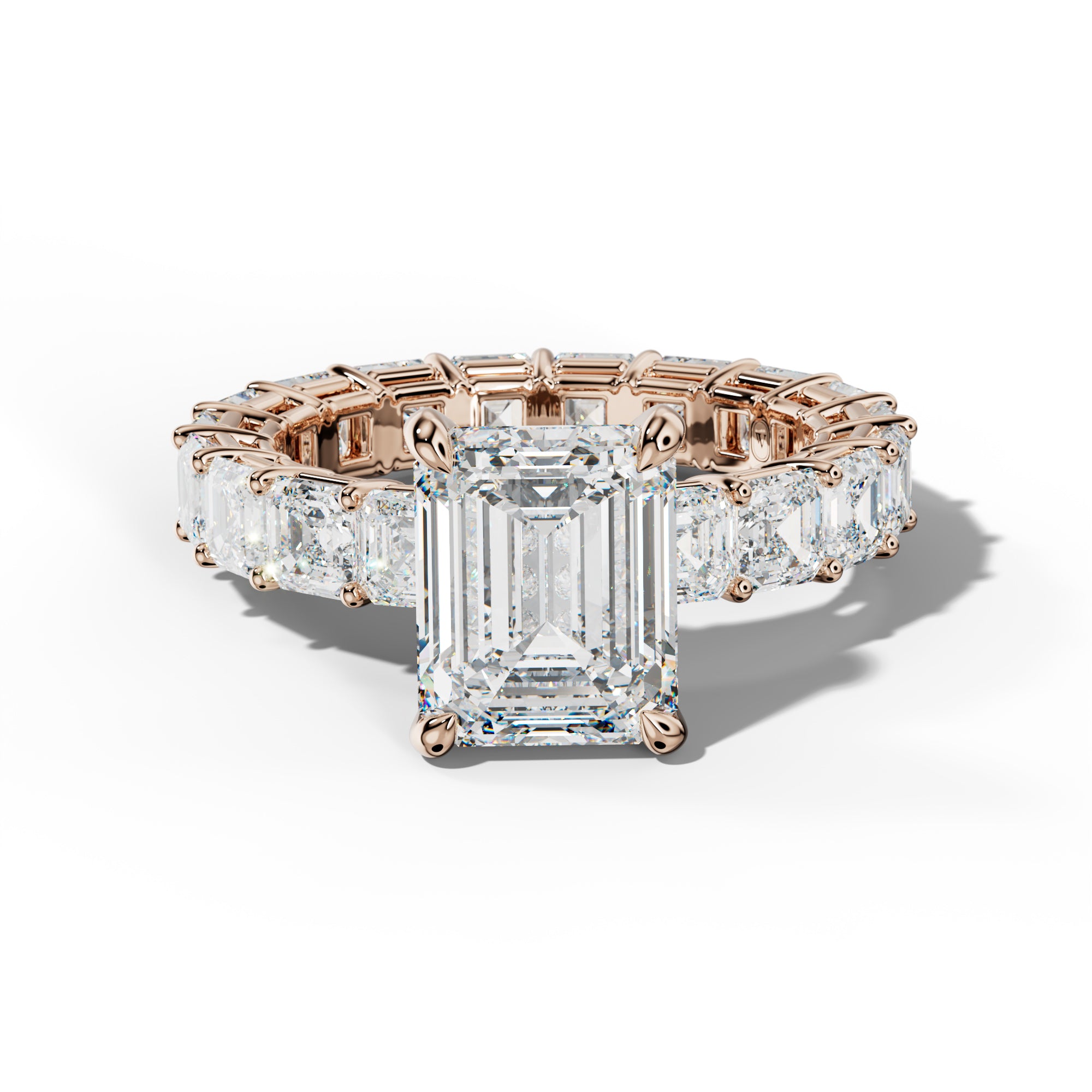 Amanda Emerald Cut Engagement Ring With Asscher Side Stones
