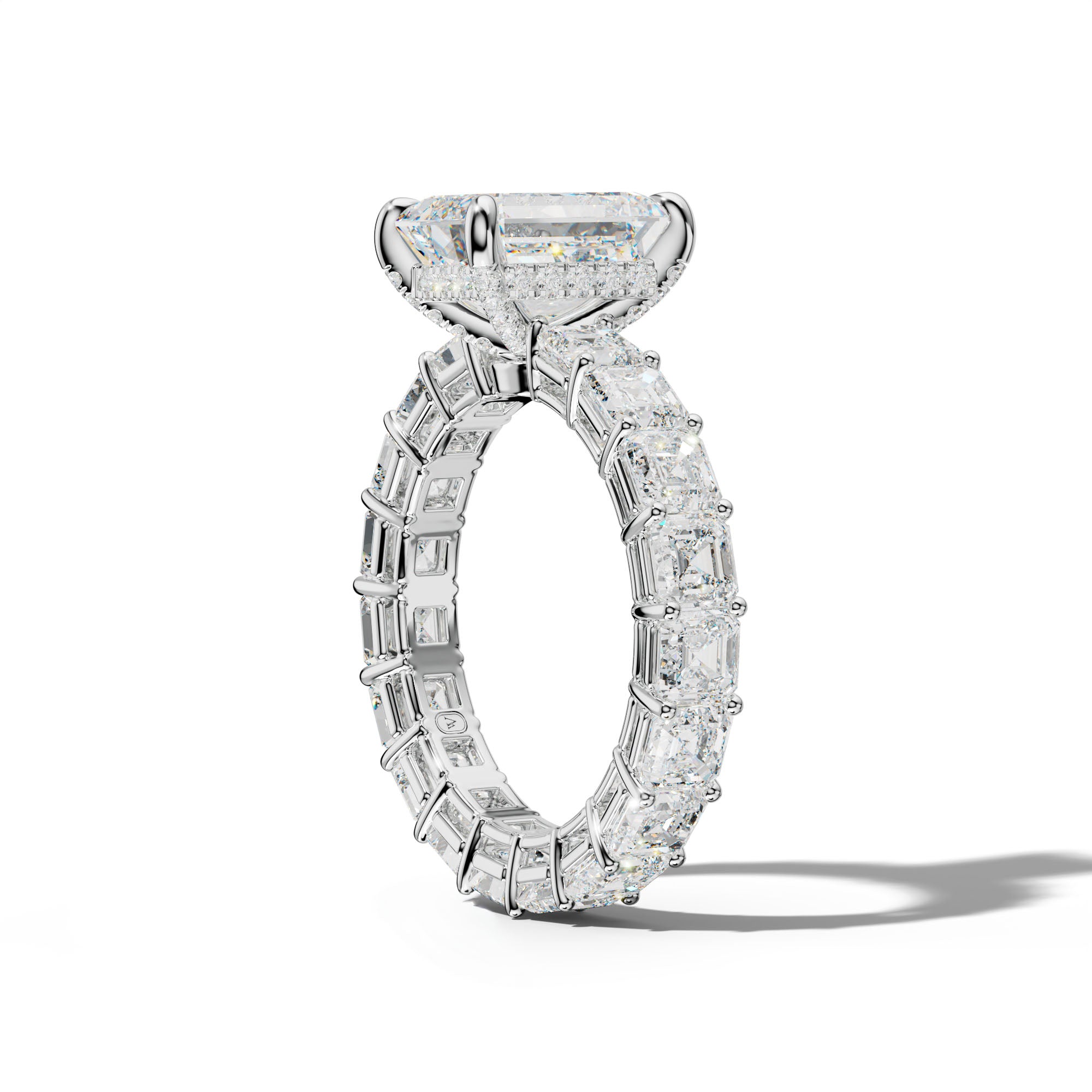 Amanda Emerald Cut Engagement Ring With Asscher Side Stones