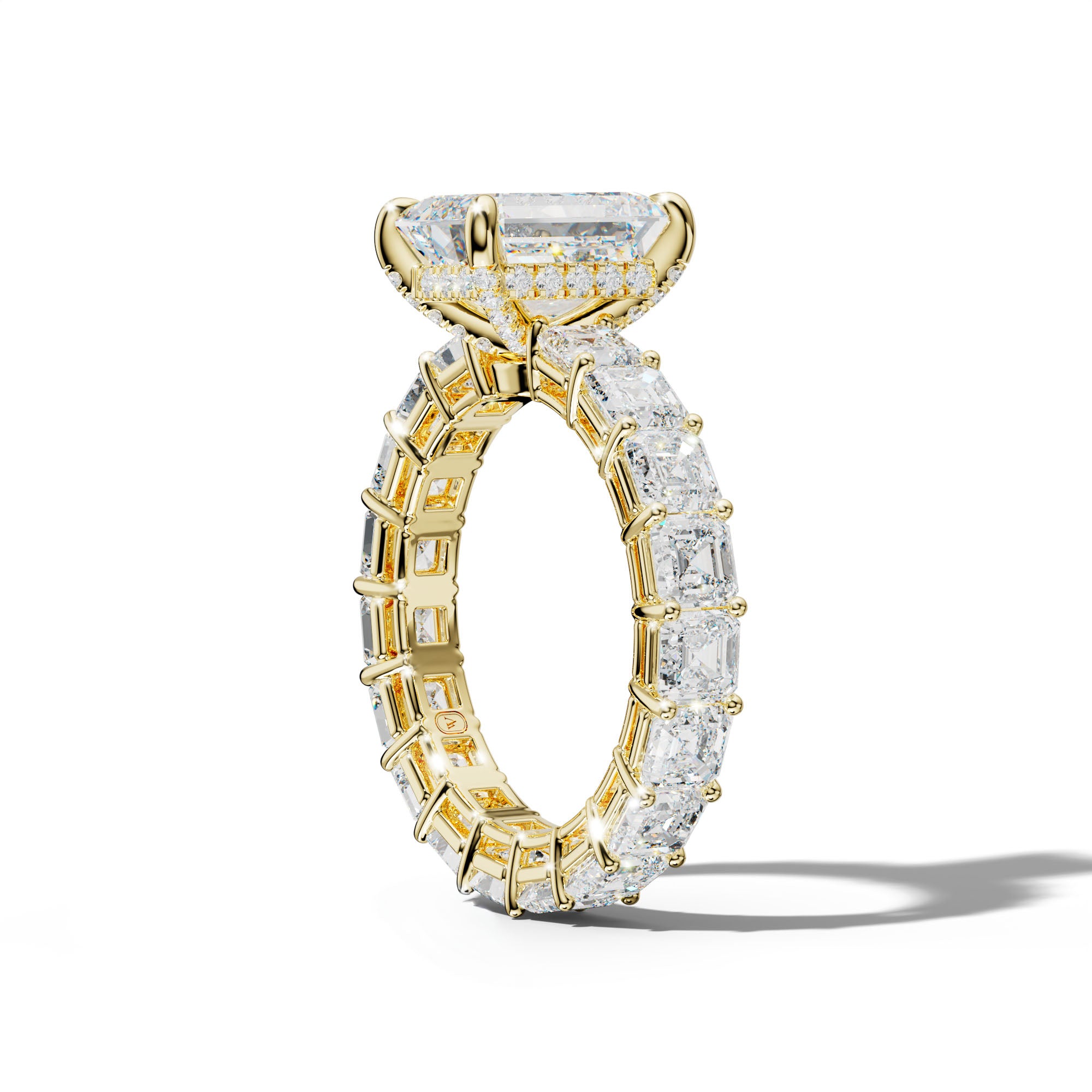 Amanda Emerald Cut Engagement Ring With Asscher Side Stones