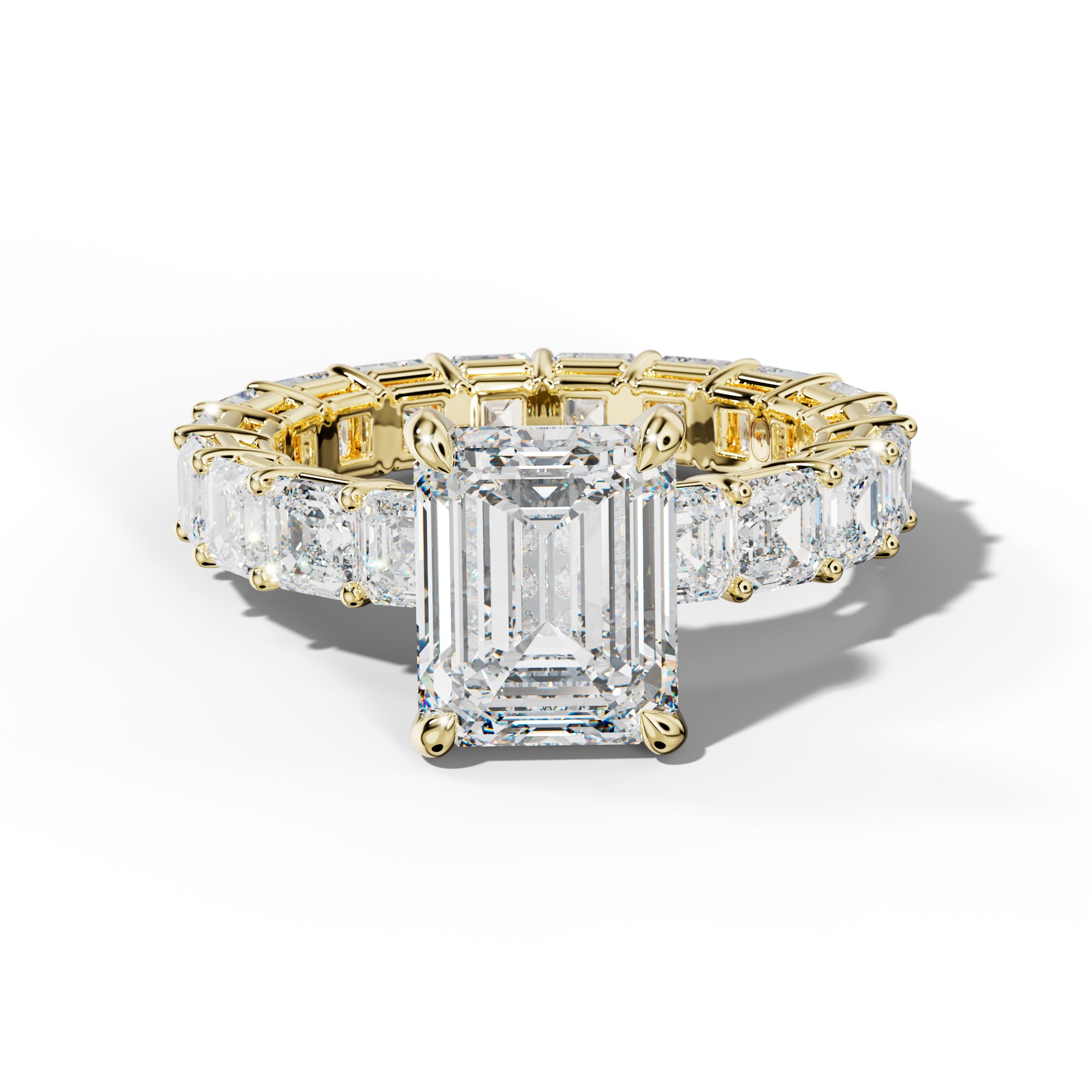 Amanda Emerald Cut Engagement Ring With Asscher Side Stones
