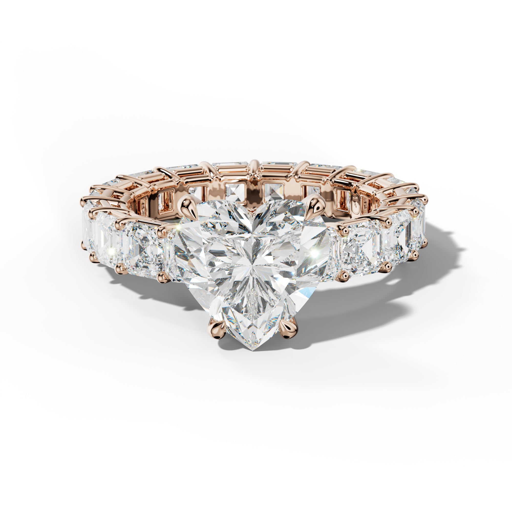Amanda Heart Diamond Engagement Ring With Asscher Side Stones