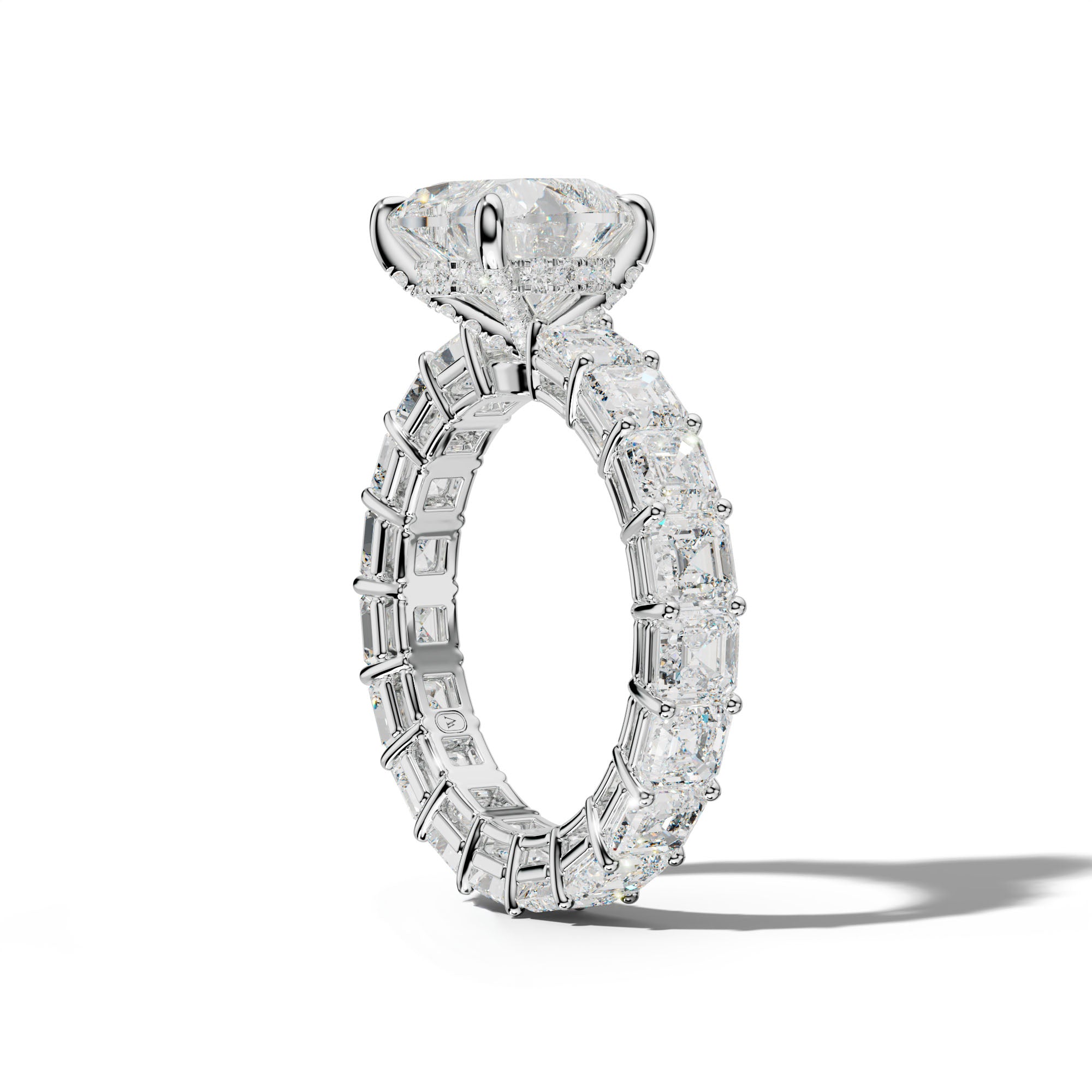 Amanda Heart Diamond Engagement Ring With Asscher Side Stones