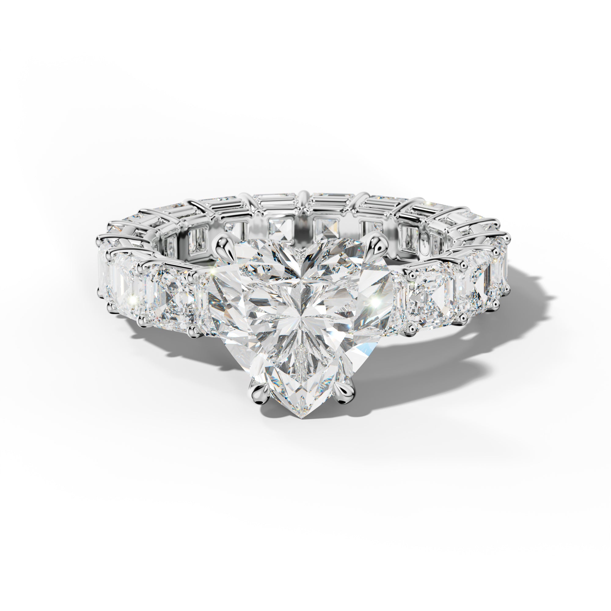 Amanda Heart Diamond Engagement Ring With Asscher Side Stones
