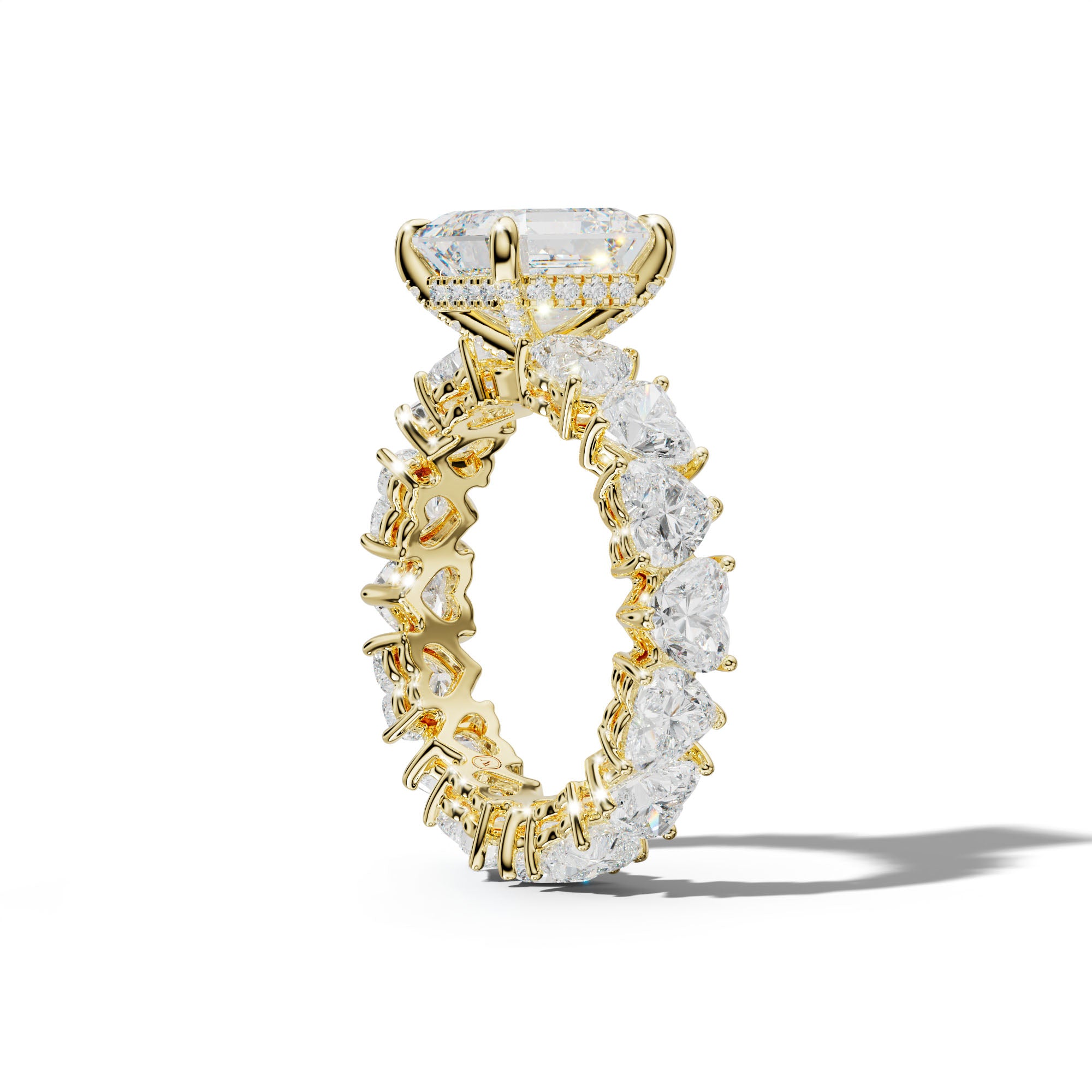 Melany Asscher Diamond Engagement Ring With Heart Side Stones