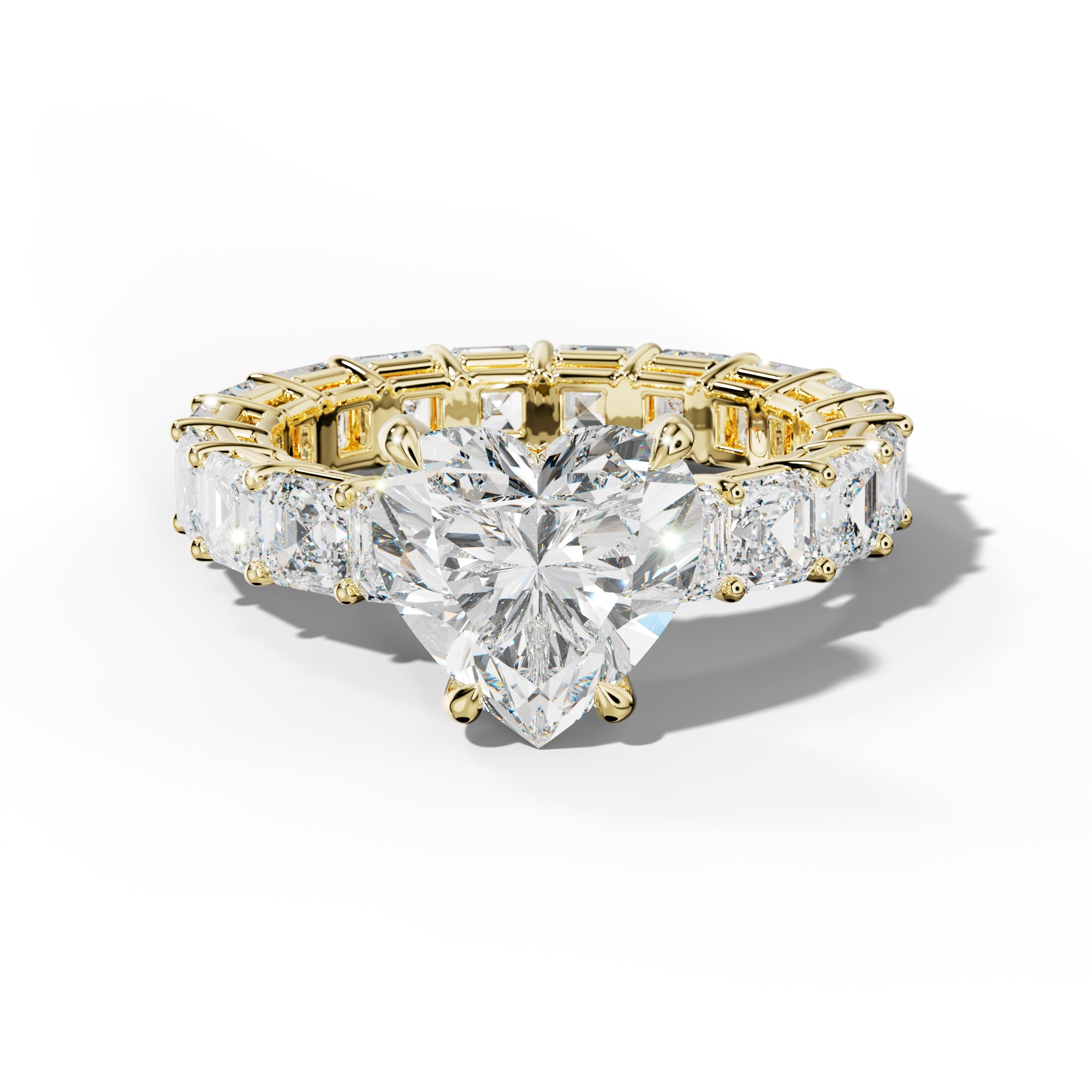 Amanda Heart Diamond Engagement Ring With Asscher Side Stones