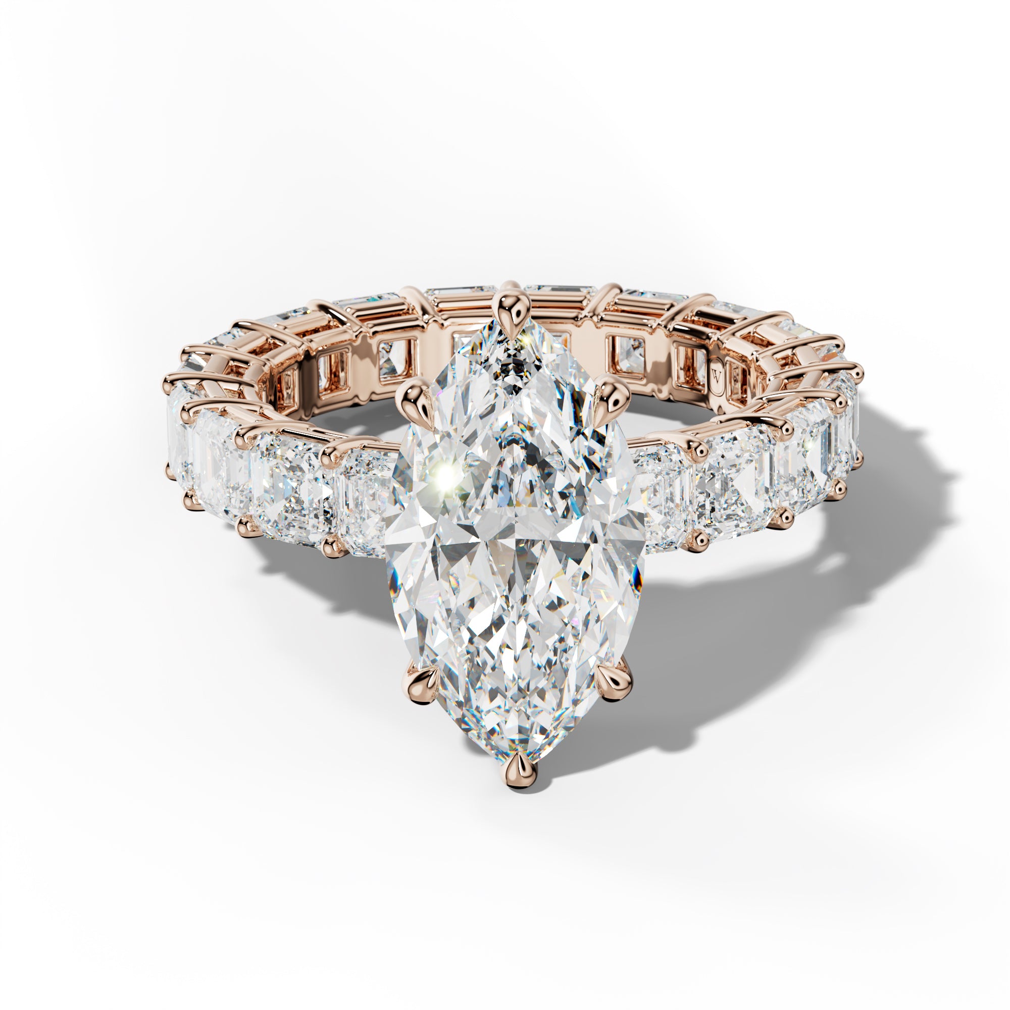 Amanda Marquise Diamond Engagement Ring With Asscher Side Stones