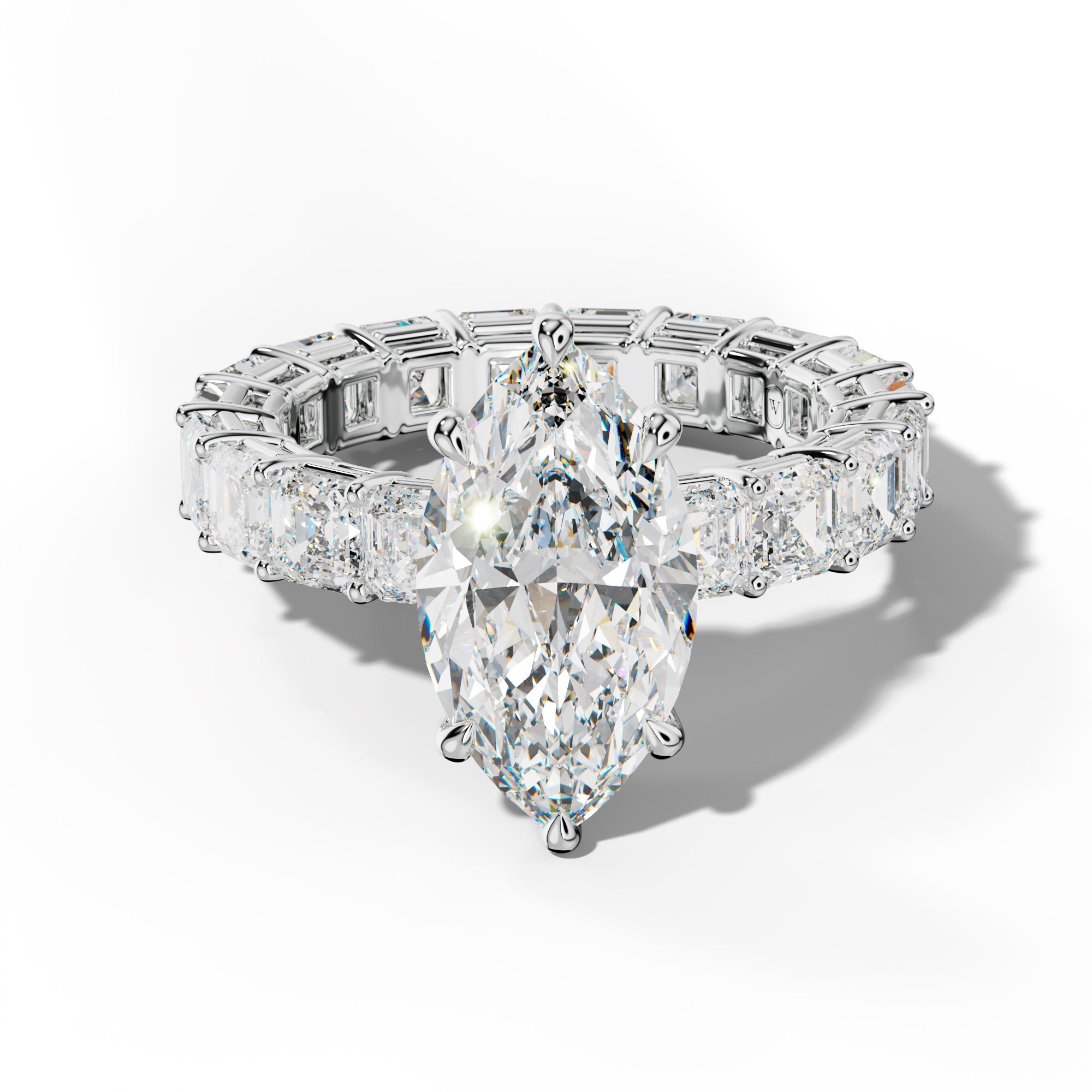 Amanda Marquise Diamond Engagement Ring With Asscher Side Stones