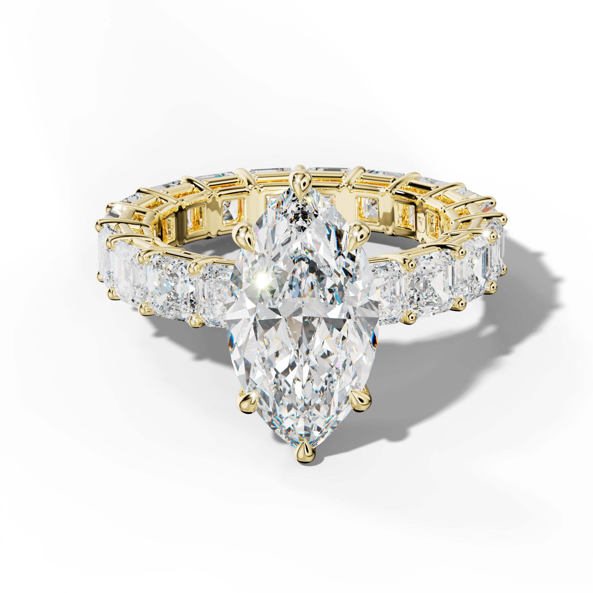 Amanda Marquise Diamond Engagement Ring With Asscher Side Stones