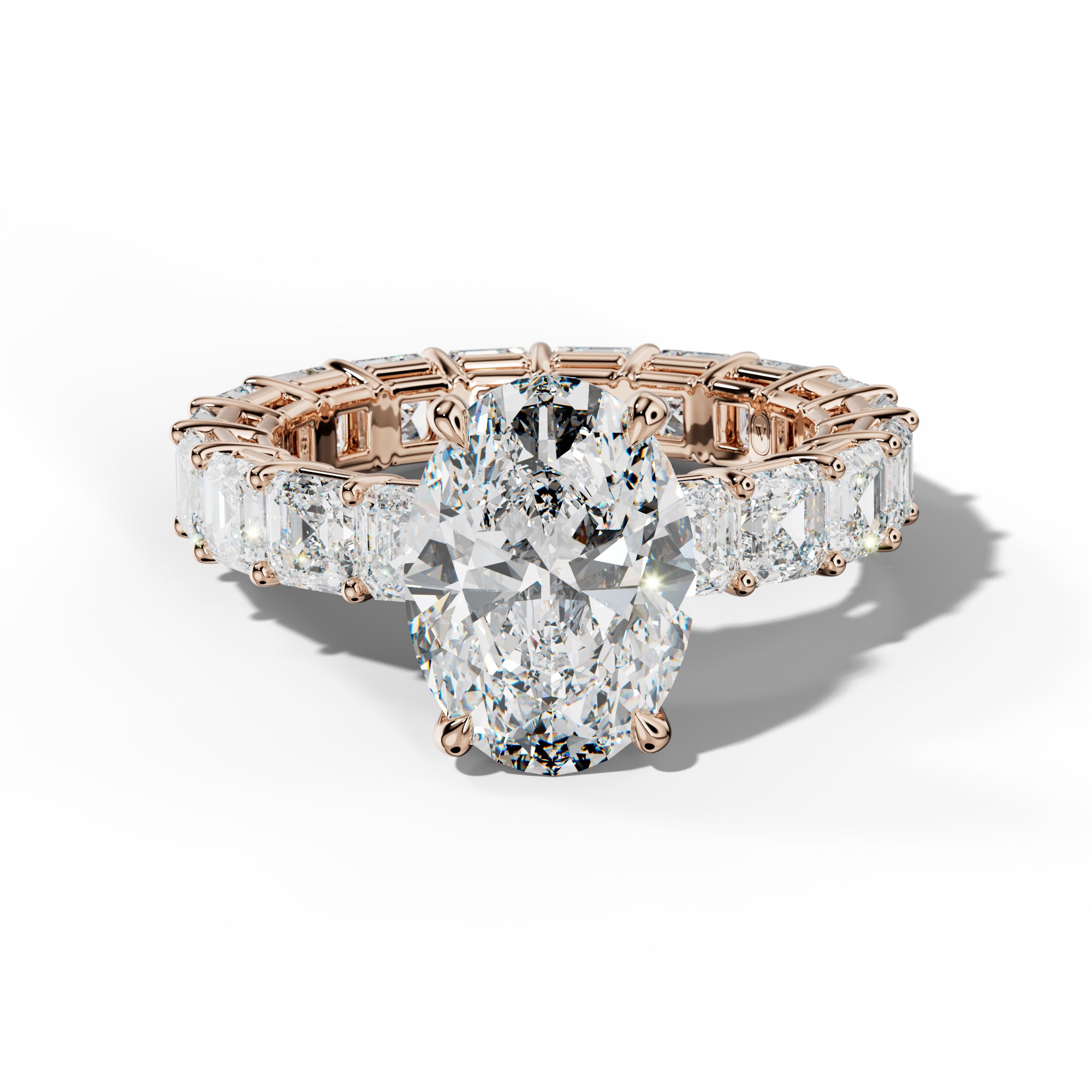 Amanda Oval Diamond Engagement Ring With Asscher Side Stones