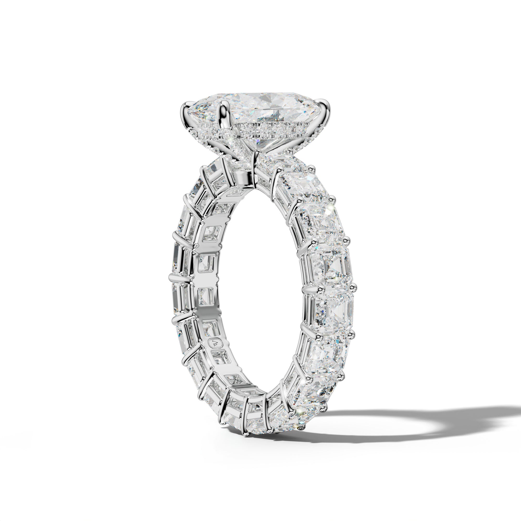 Amanda Oval Diamond Engagement Ring With Asscher Side Stones