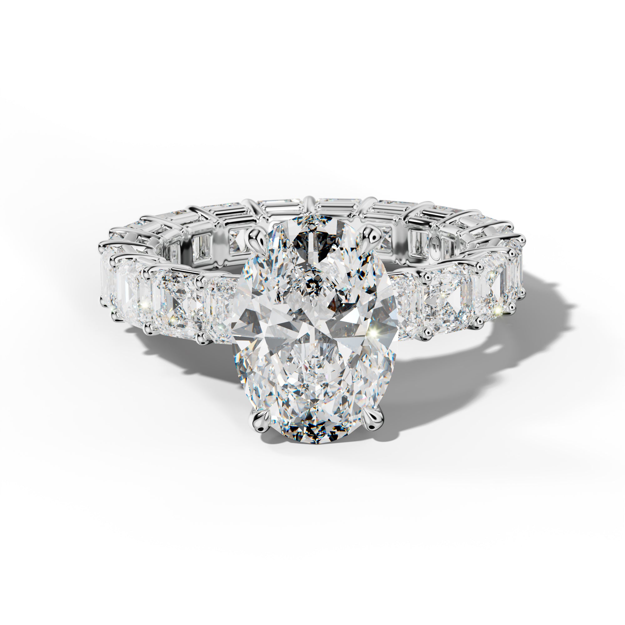 Amanda Oval Diamond Engagement Ring With Asscher Side Stones