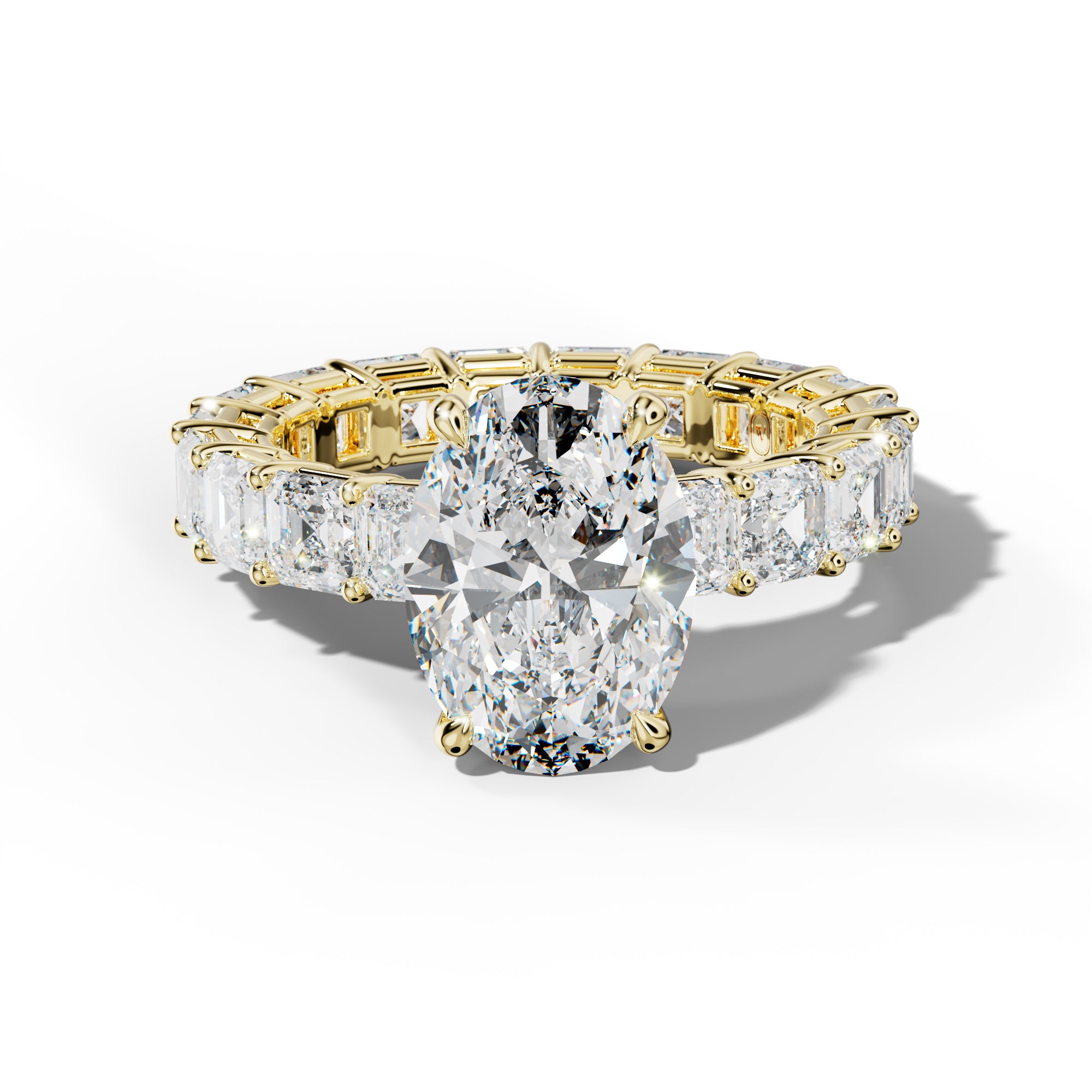 Amanda Oval Diamond Engagement Ring With Asscher Side Stones