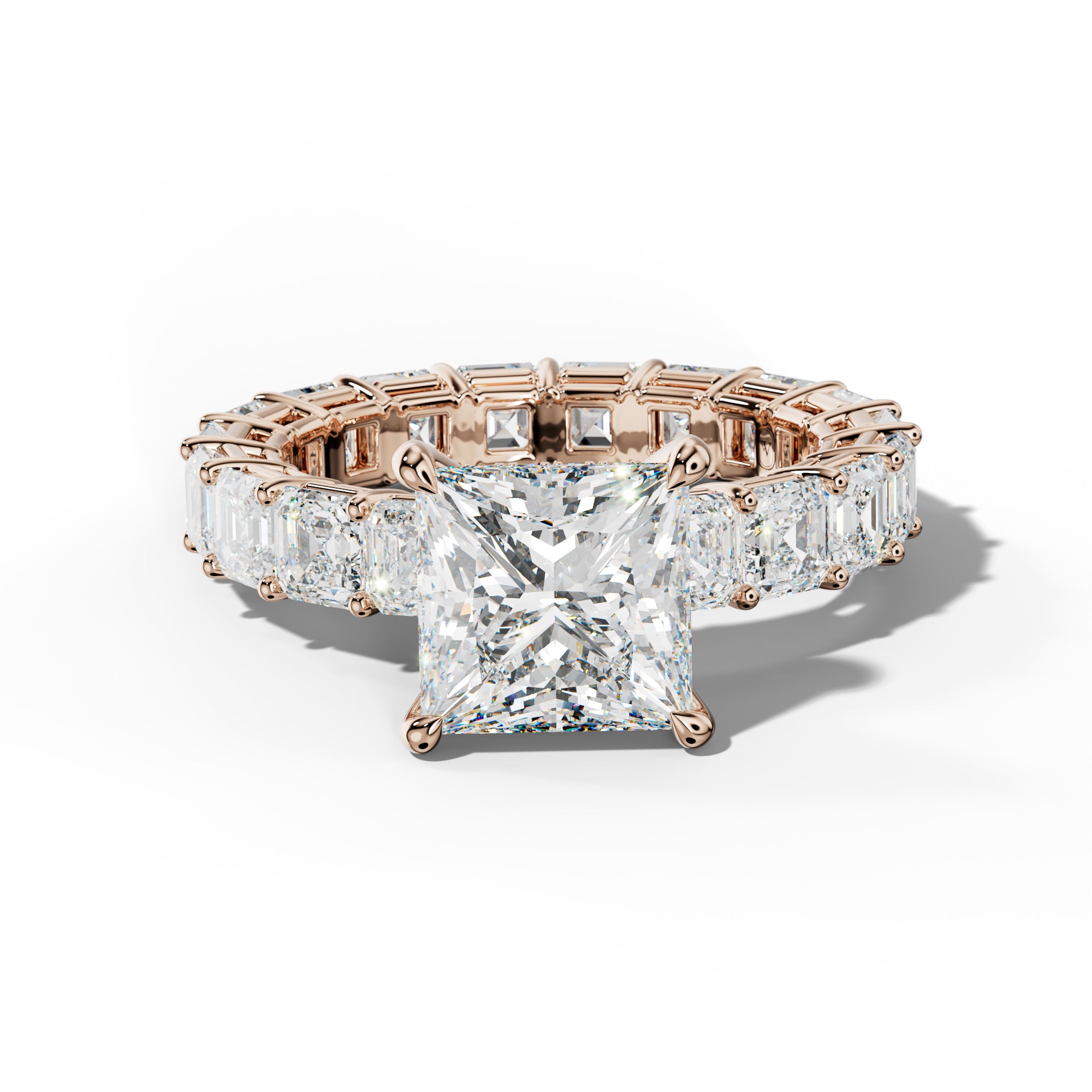 Amanda Princess Cut Engagement Ring With Asscher Side Stones