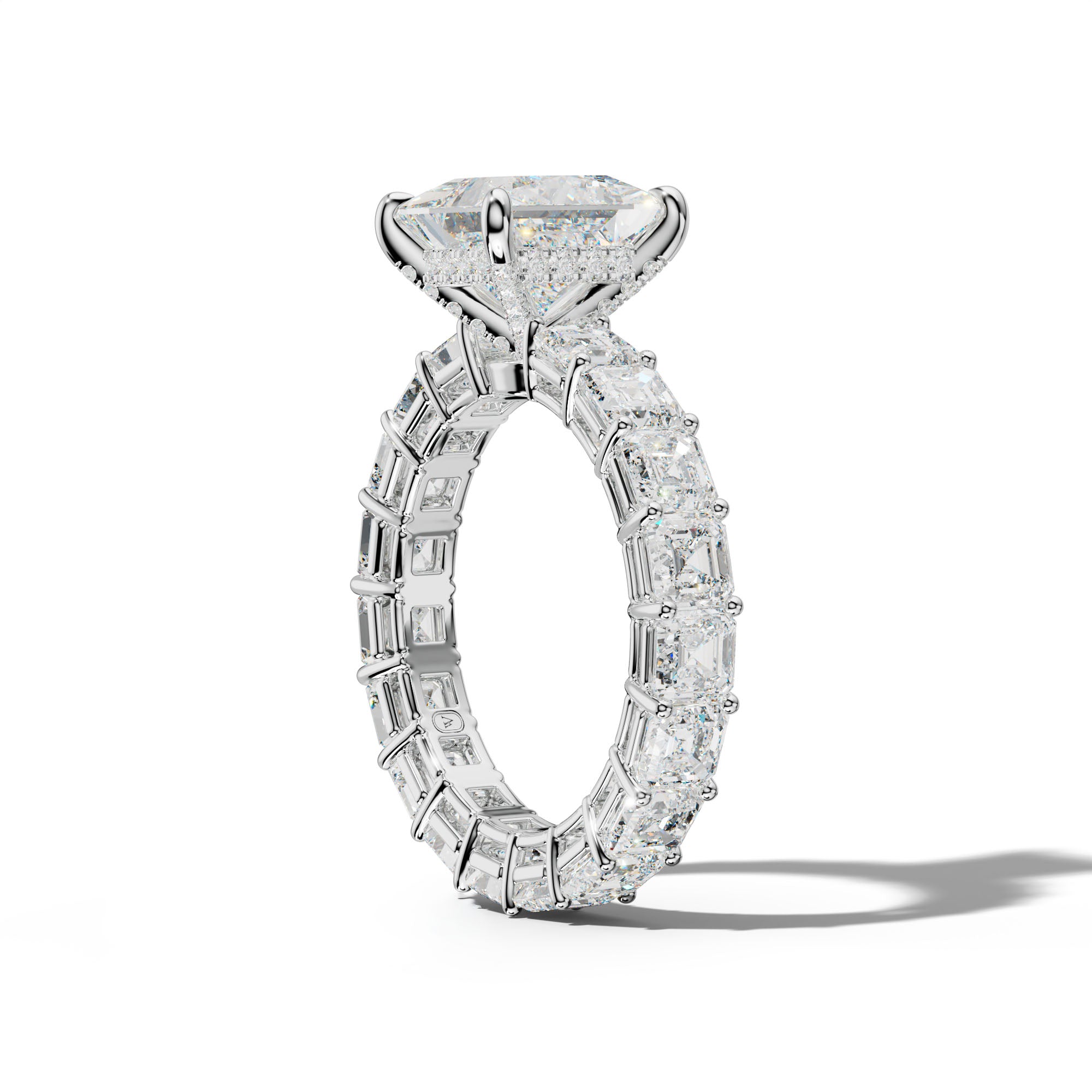 Amanda Princess Cut Engagement Ring With Asscher Side Stones