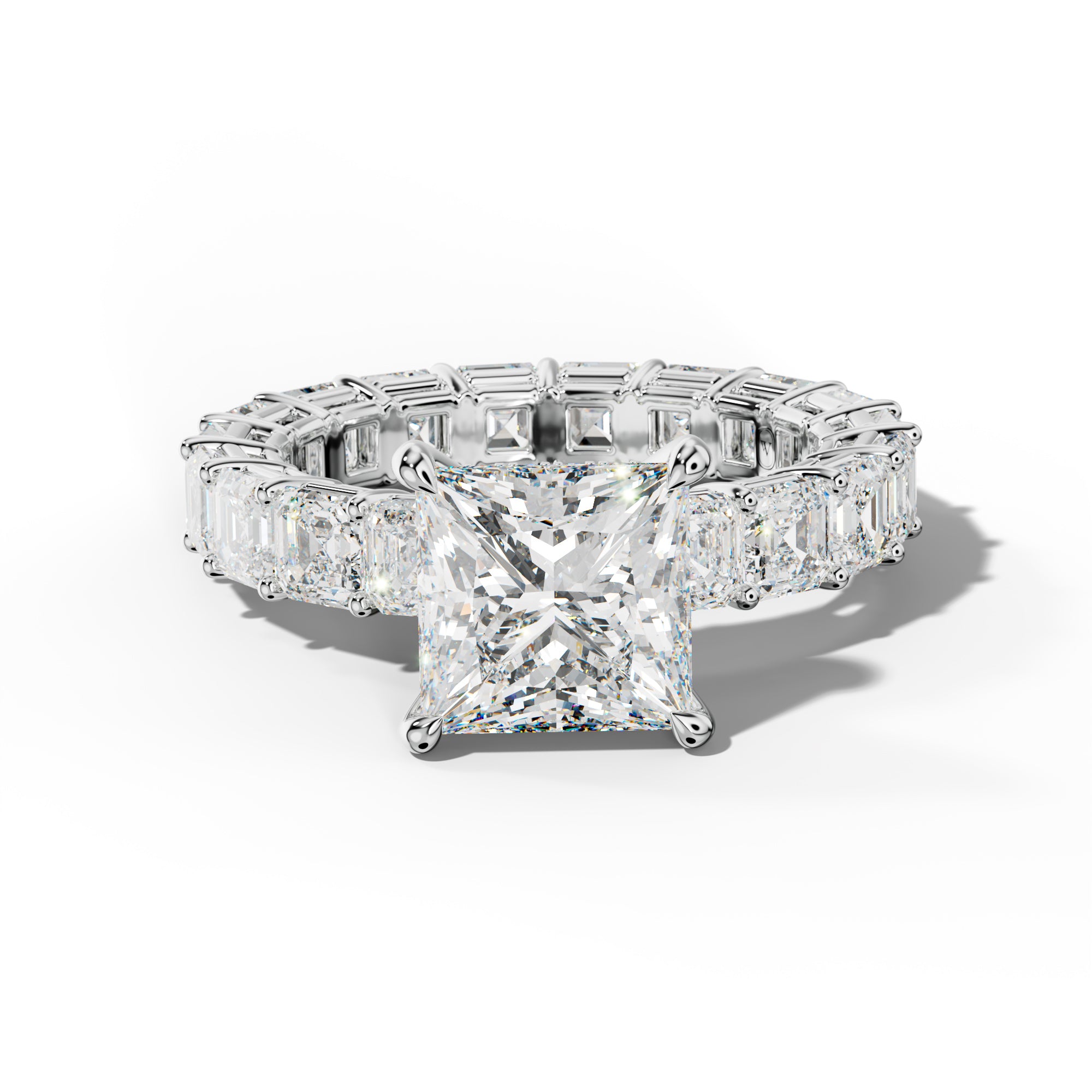 Amanda Princess Cut Engagement Ring With Asscher Side Stones