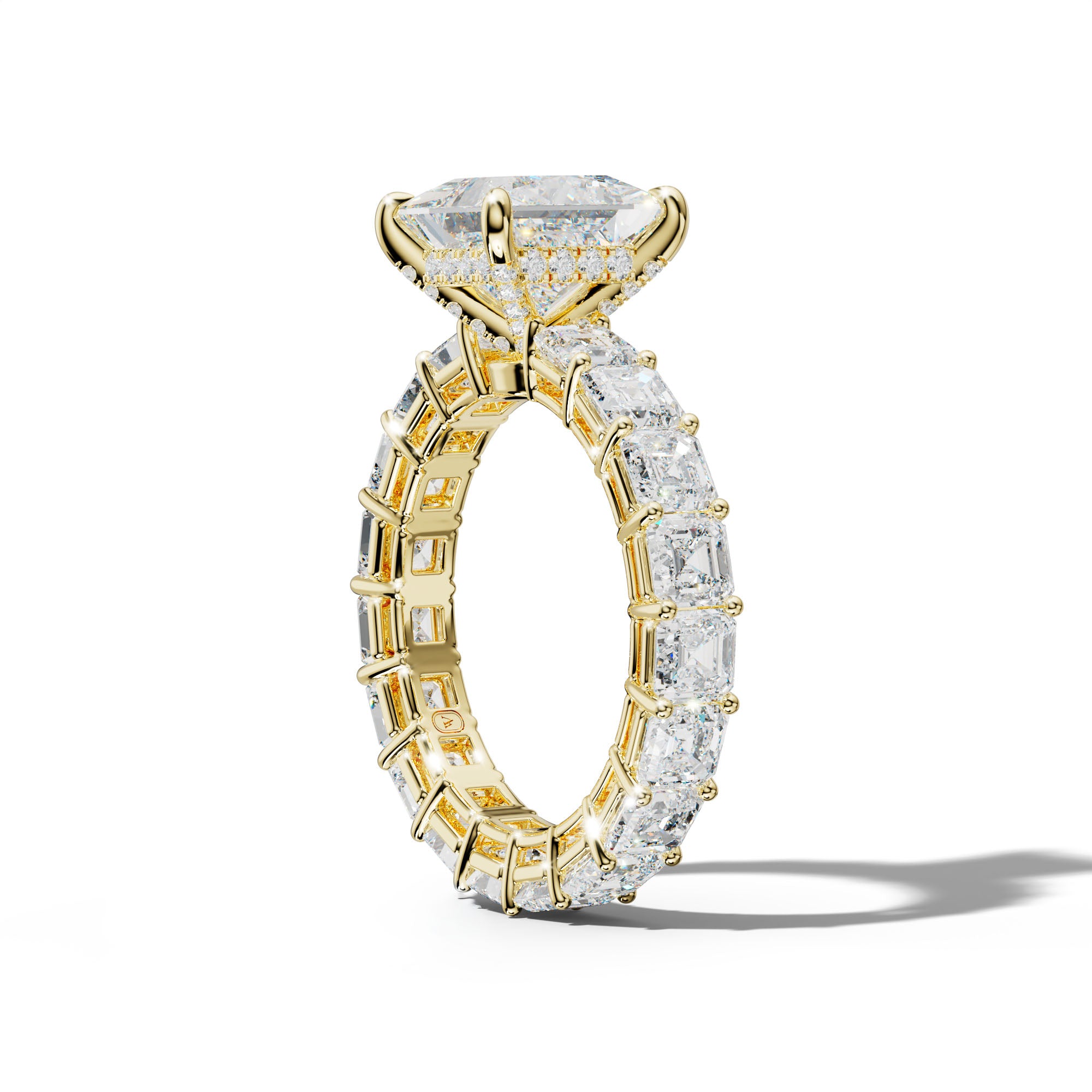 Amanda Princess Cut Engagement Ring With Asscher Side Stones