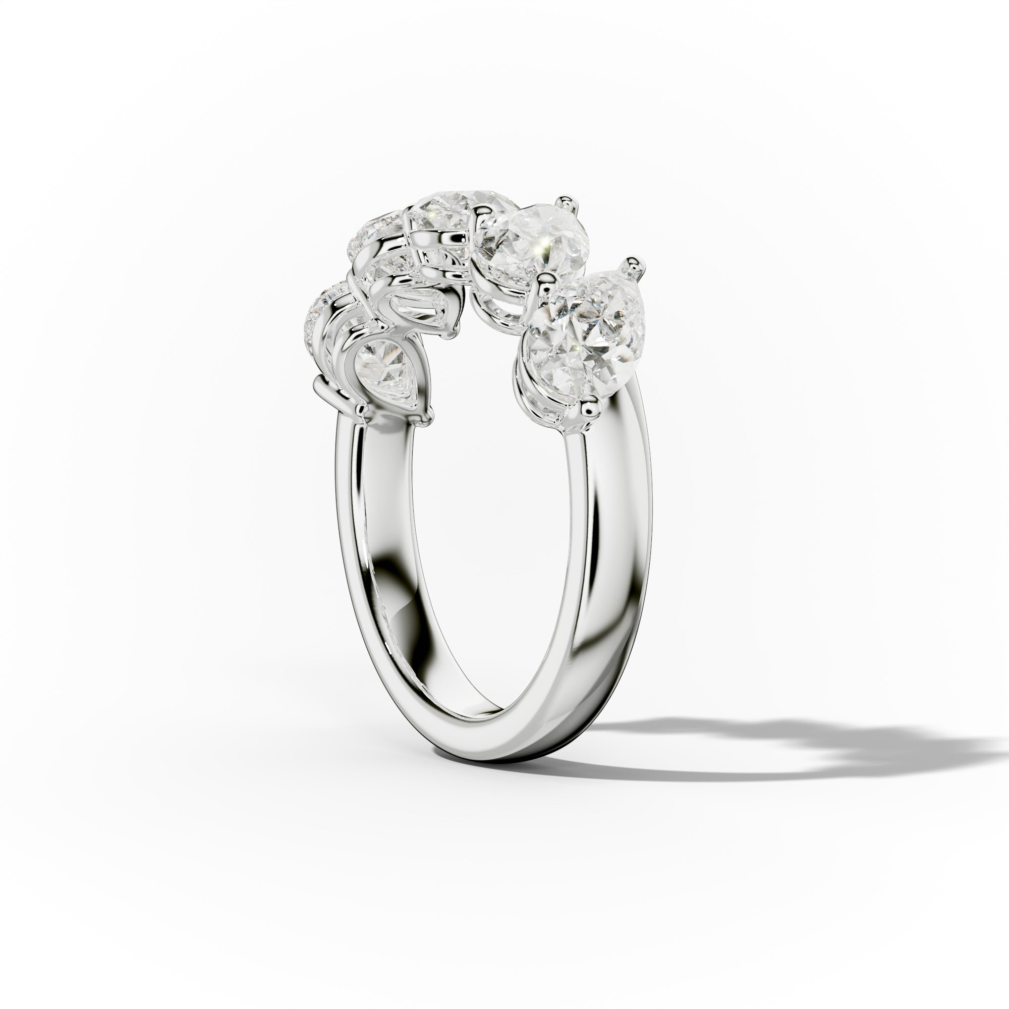 3.0 Carat Slanted Pear Diamond Anniversary Band
