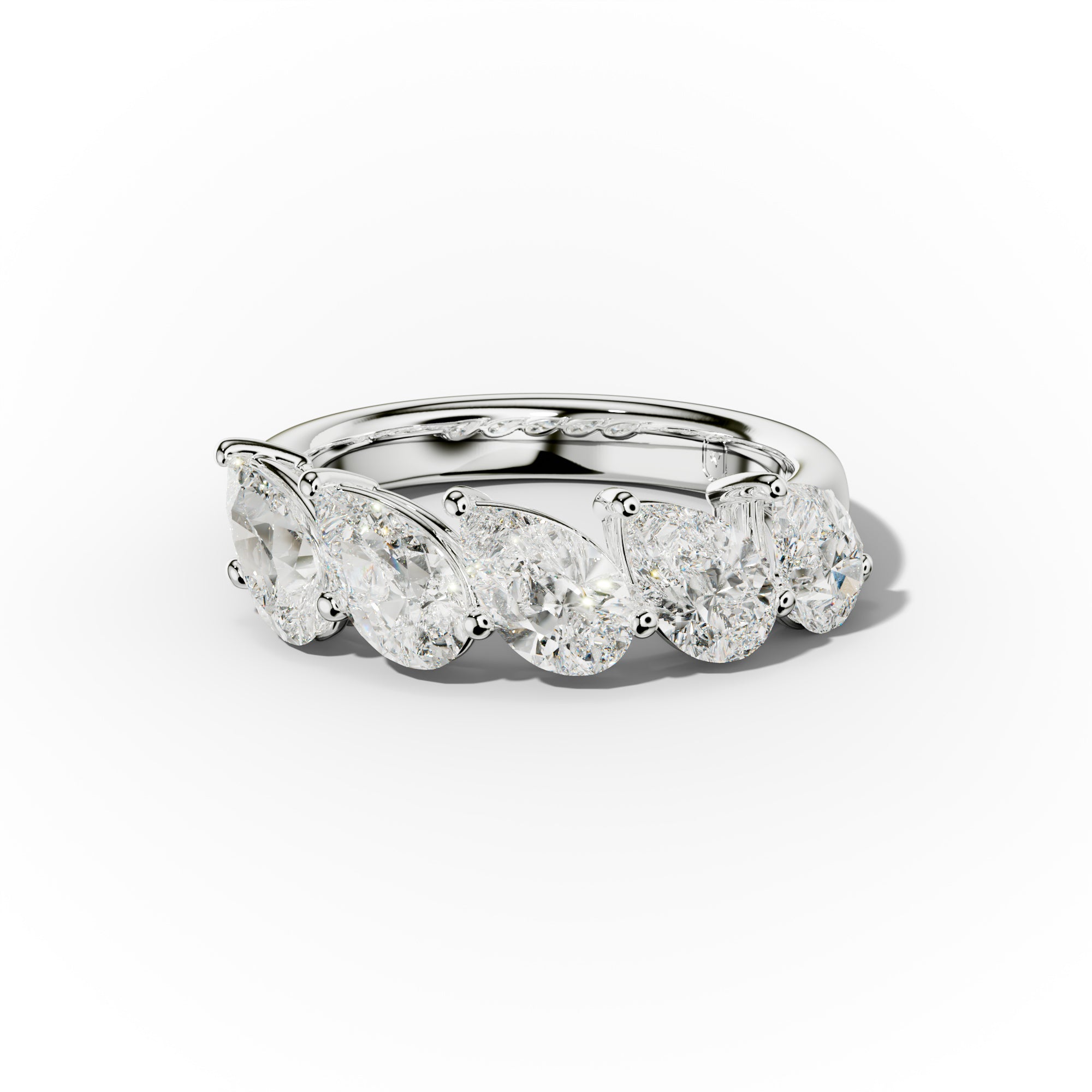 3.0 Carat Slanted Pear Diamond Anniversary Band